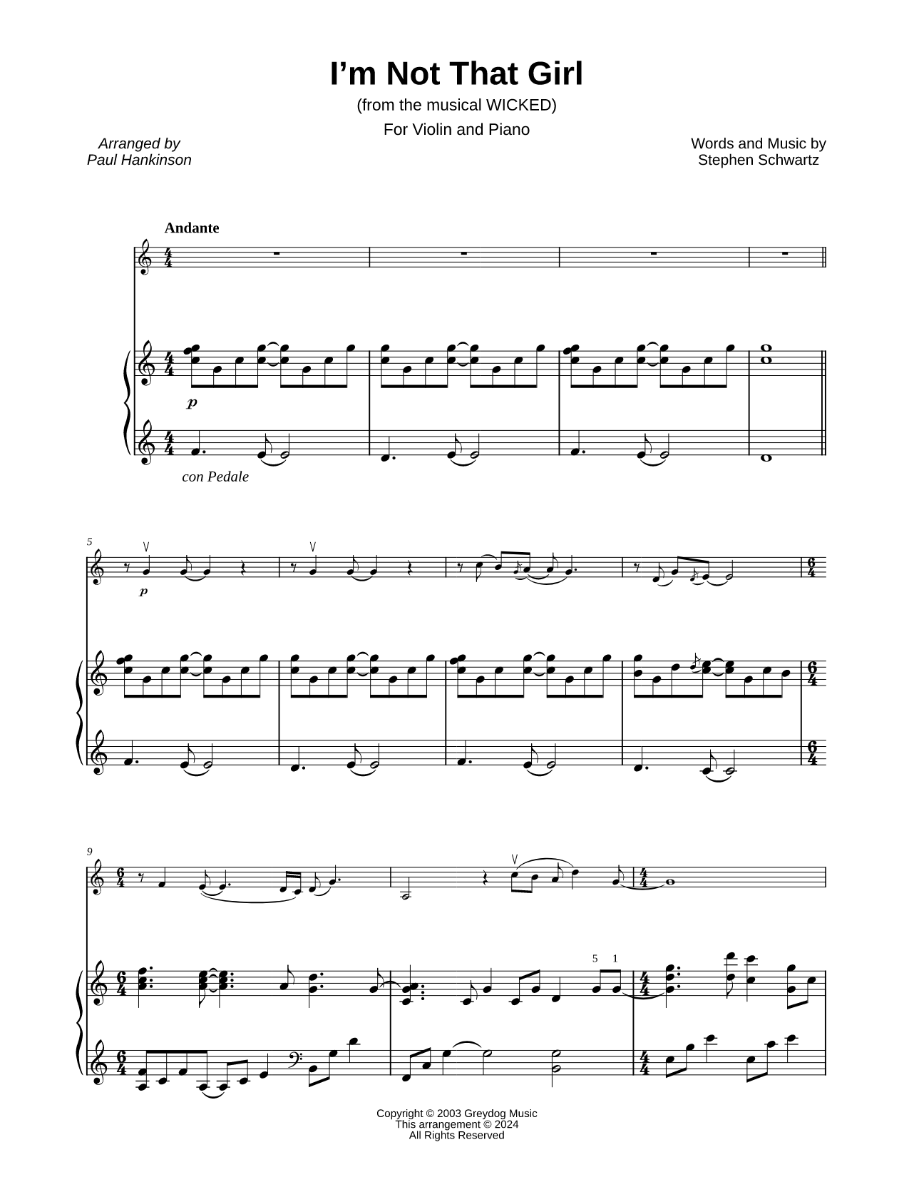 I'm Not That Girl - Violin & Piano