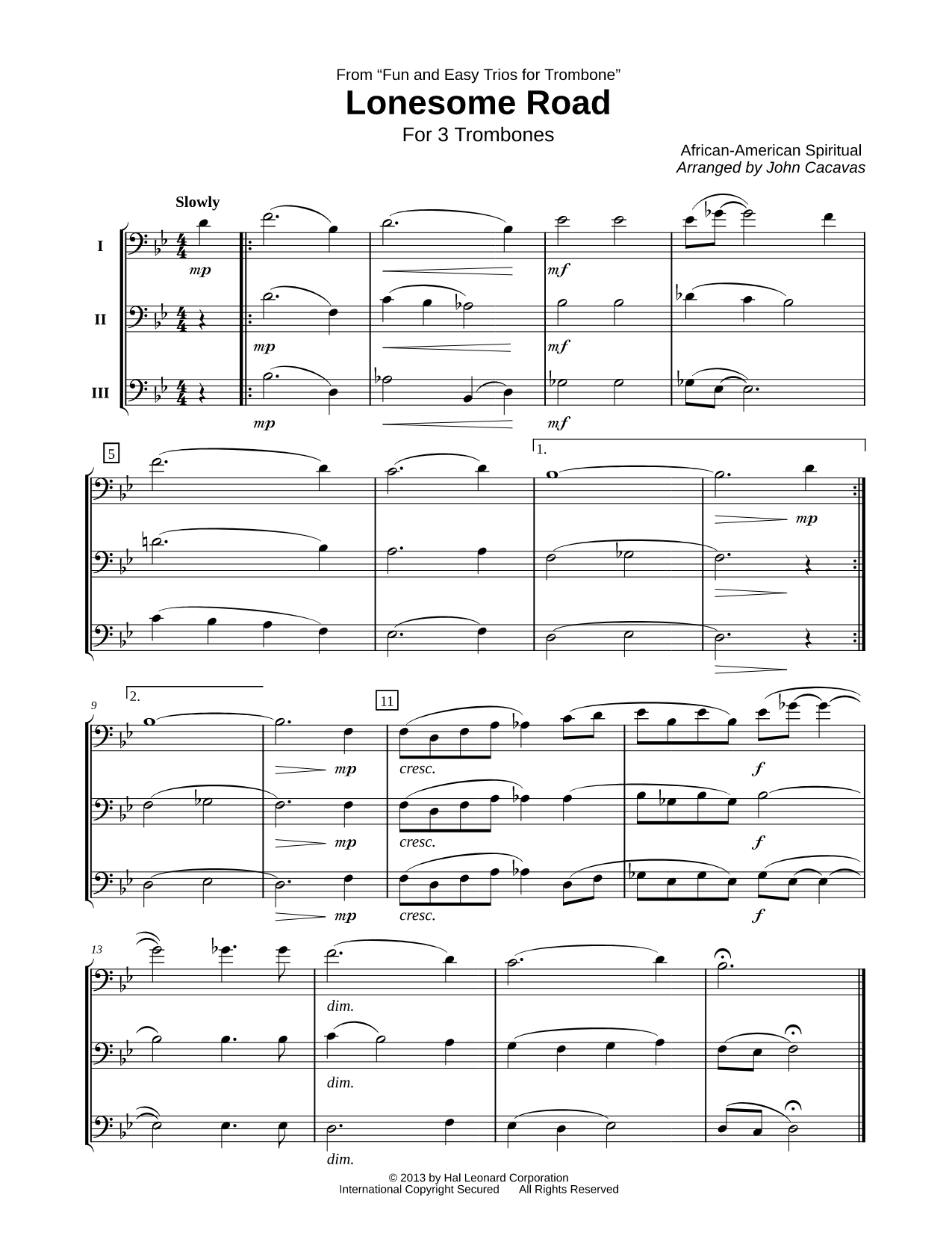Lonesome Road - Trombone Trio