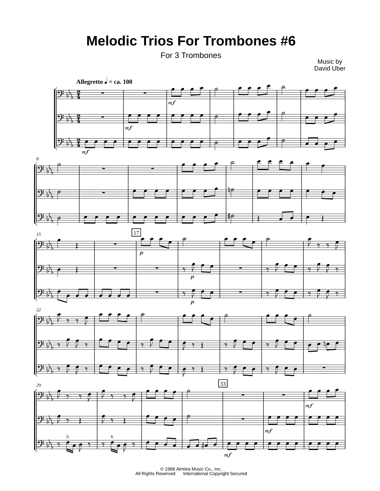 Melodic Trios for Trombone #6