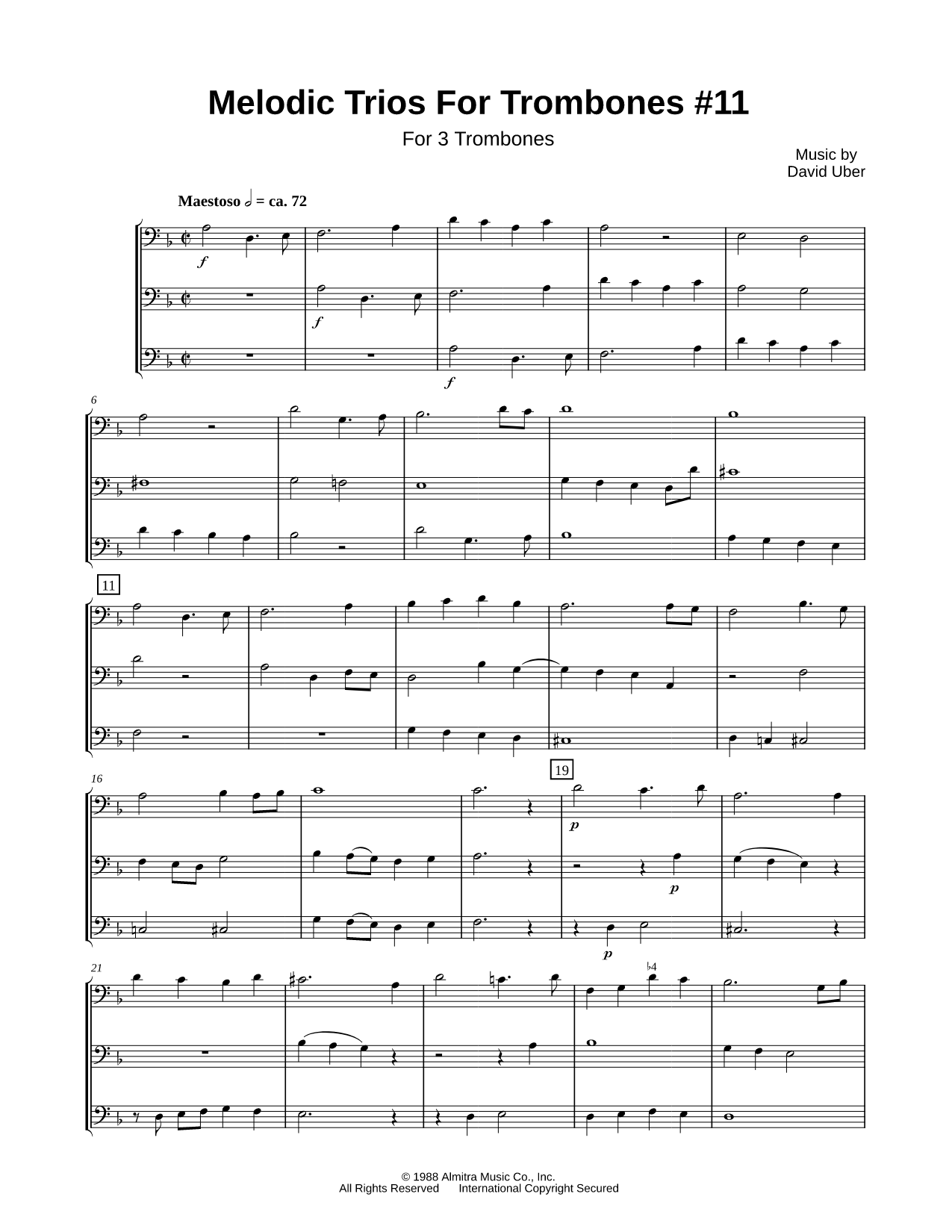 Melodic Trios for Trombone #11