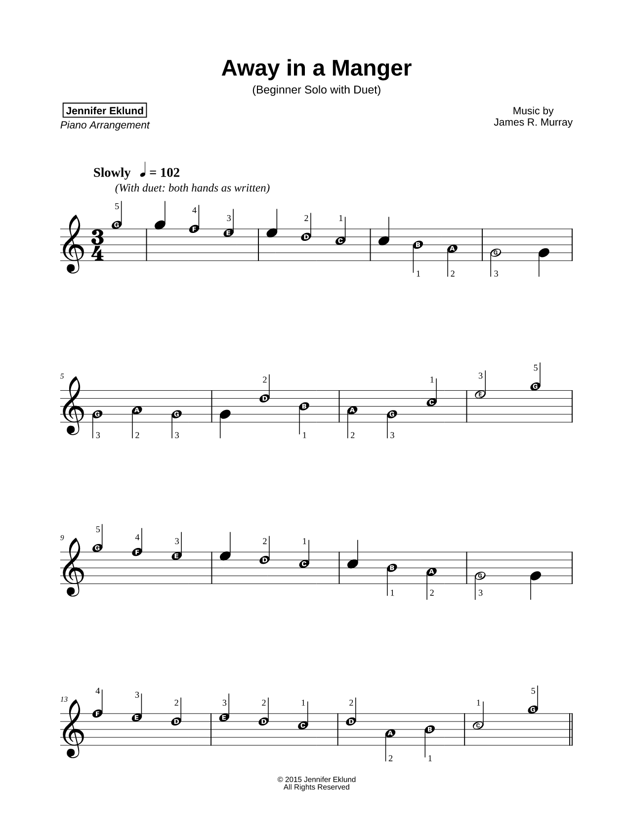 Away in a Manger [beginner solo with duet]