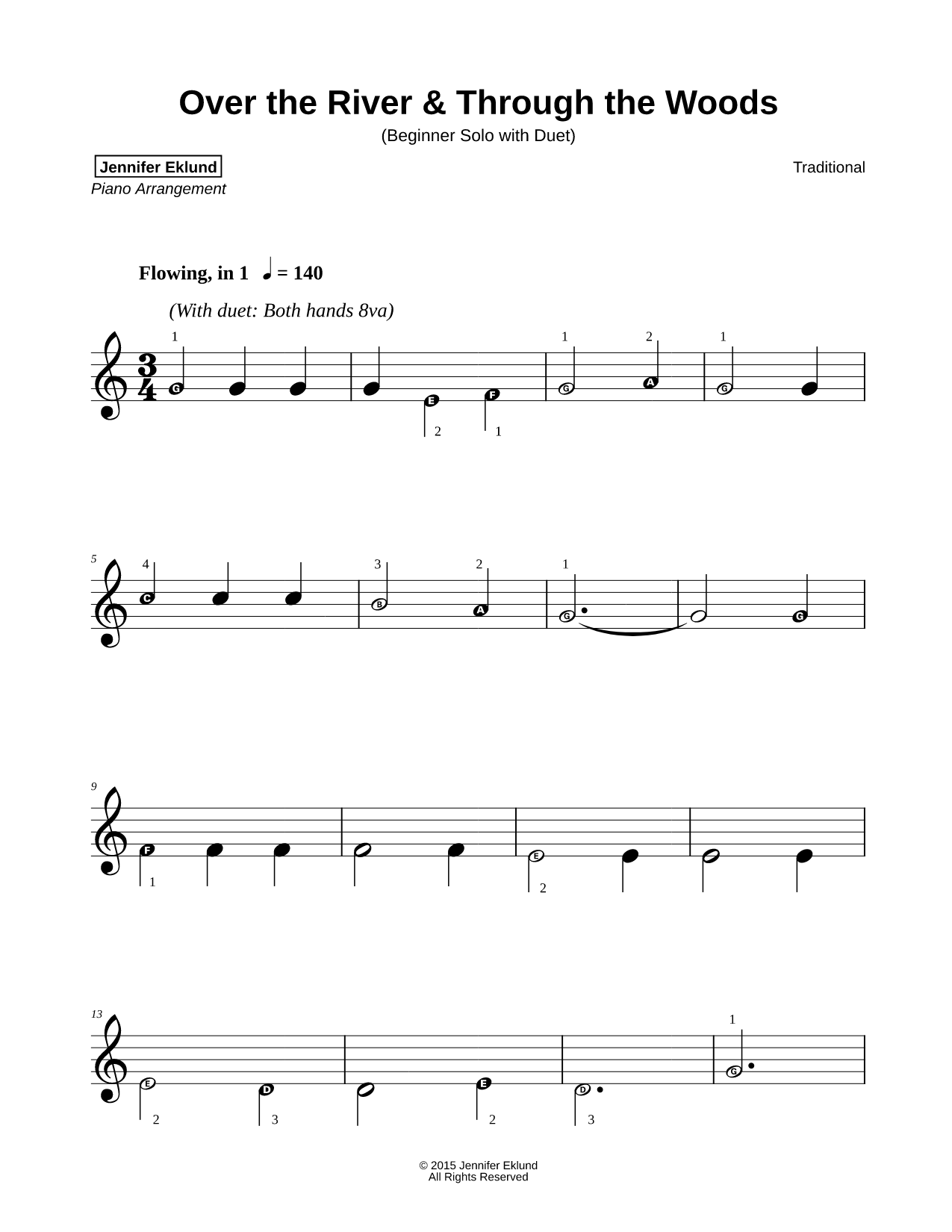 Over the River & Through the Woods [beginner solo with duet]