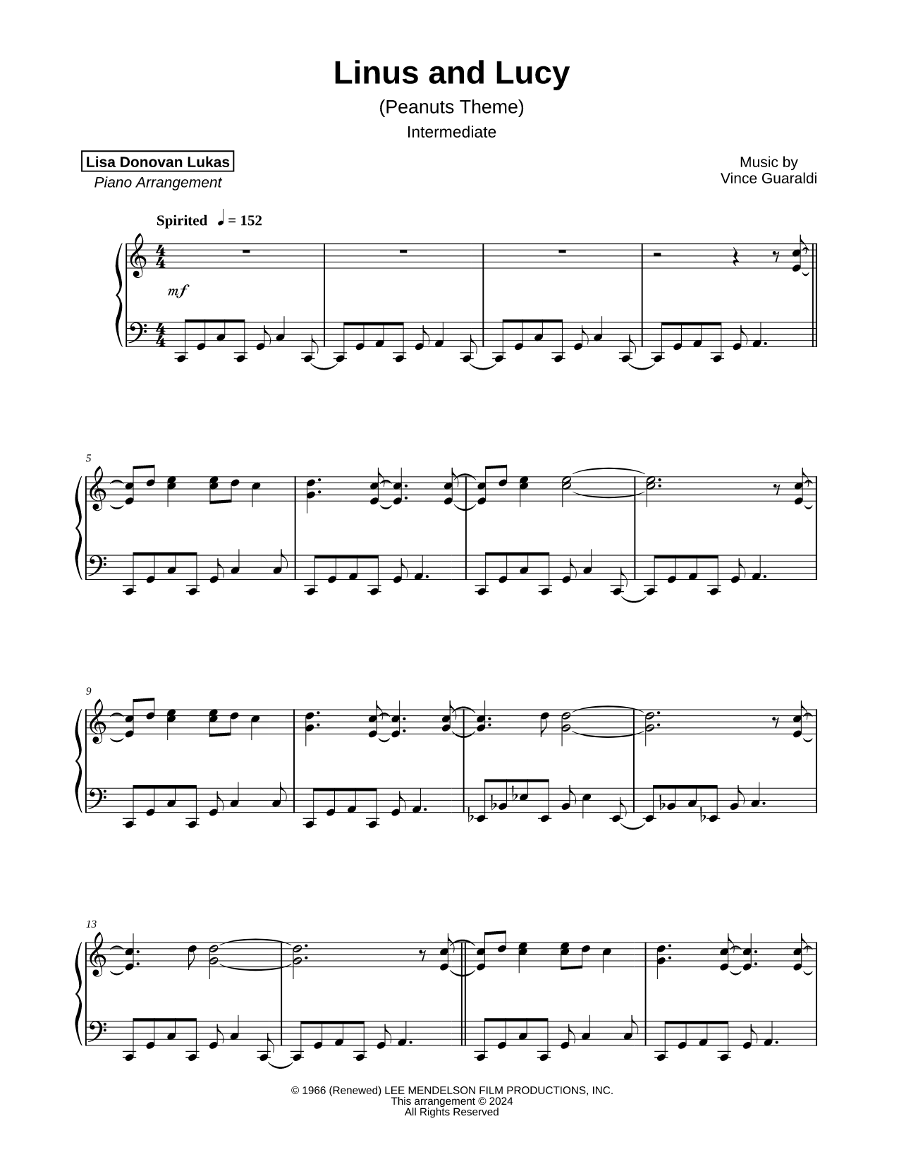 Linus and Lucy (Peanuts Theme) [intermediate]