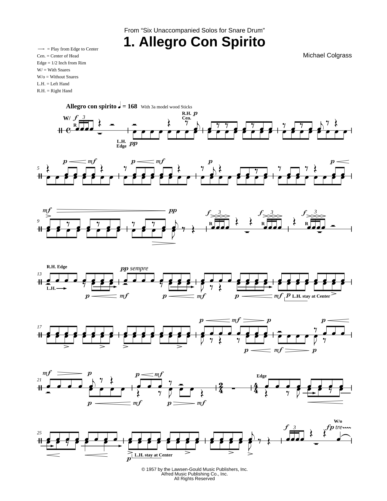Six Unaccompanied Solos for Snare Drum: 1. Allegro Con Spirito