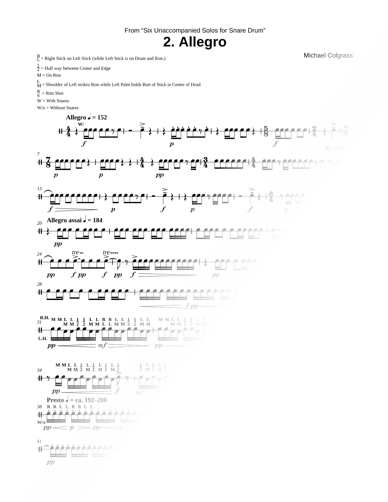 Six Unaccompanied Solos for Snare Drum: 2. Allegro