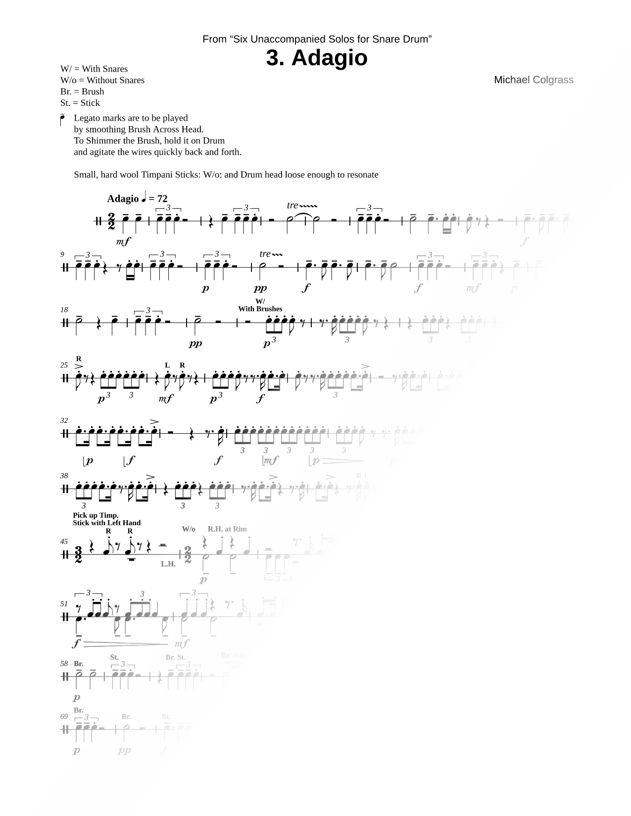 Six Unaccompanied Solos for Snare Drum: 3. Adagio