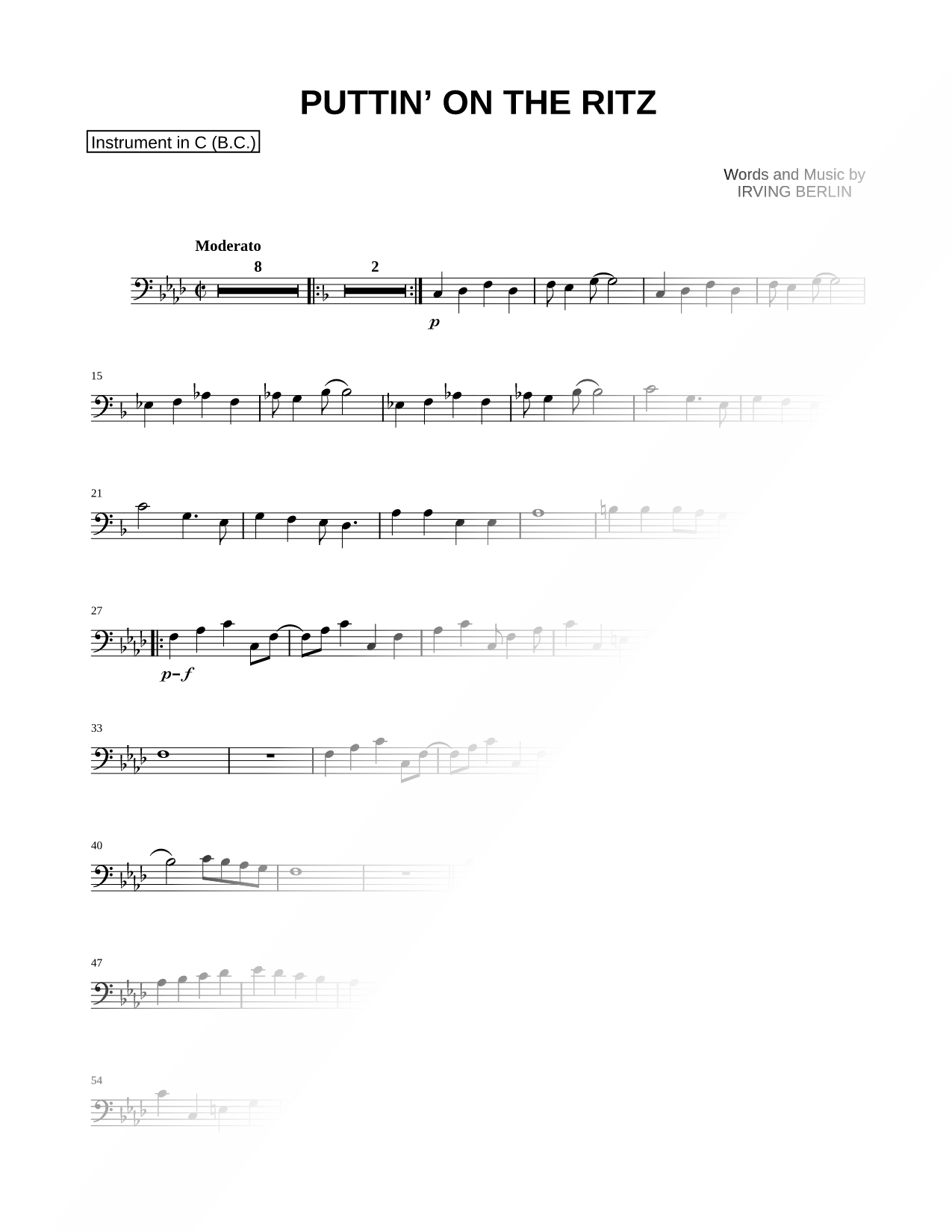 Puttin' on the Ritz - Bass Clef Instrument
