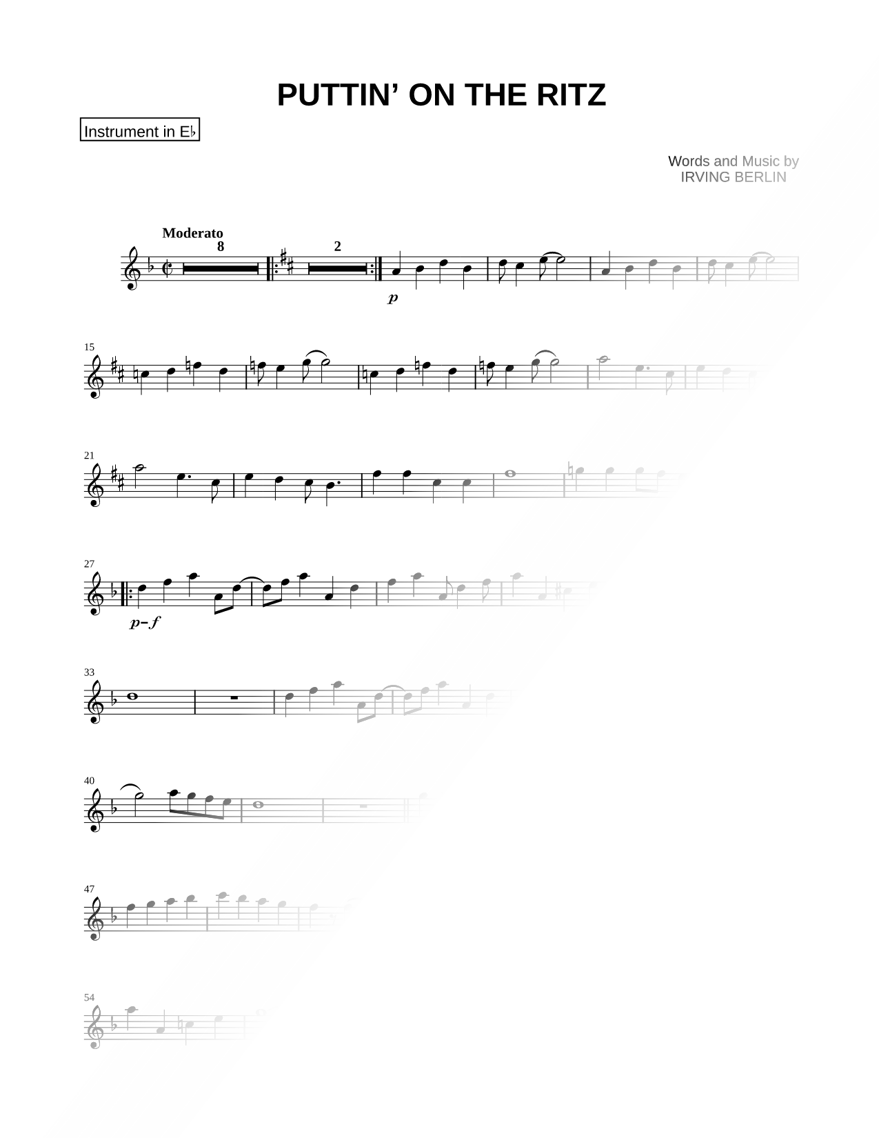 Puttin' on the Ritz - Eb Instrument