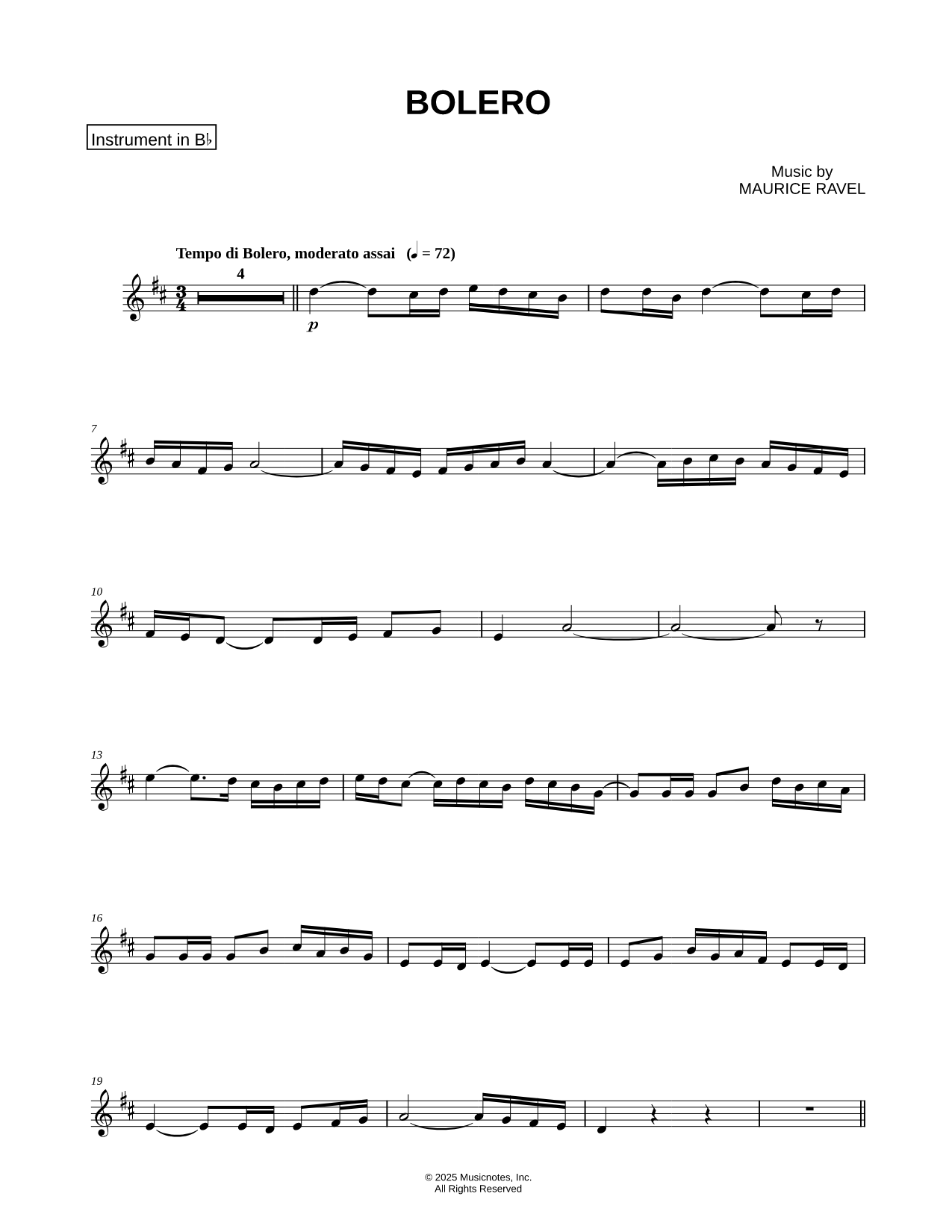 Bolero - Bb Instrument