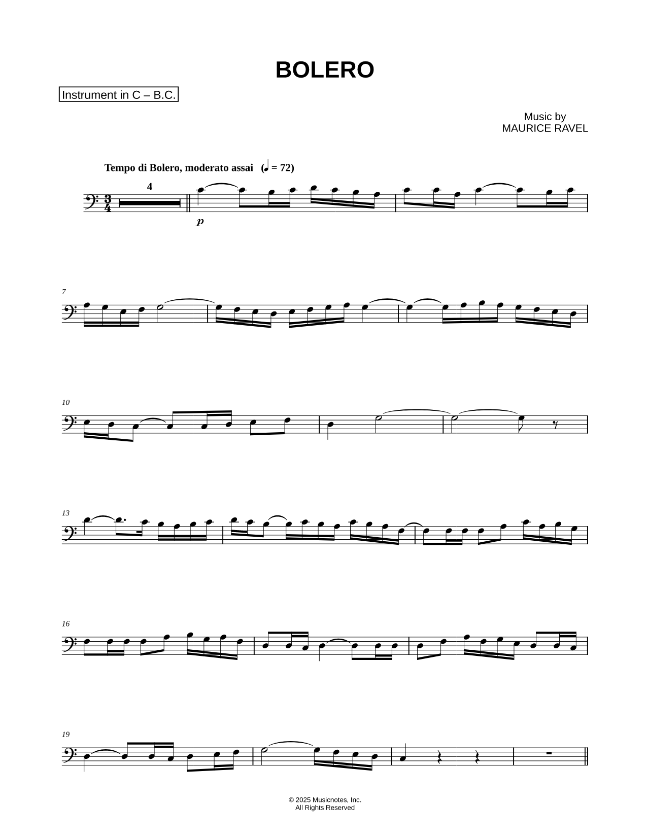 Bolero - Bass Clef Instrument