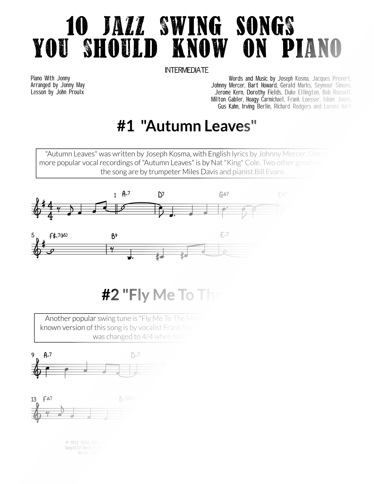 10 Jazz Swing Songs You Should Know on Piano - PWJ