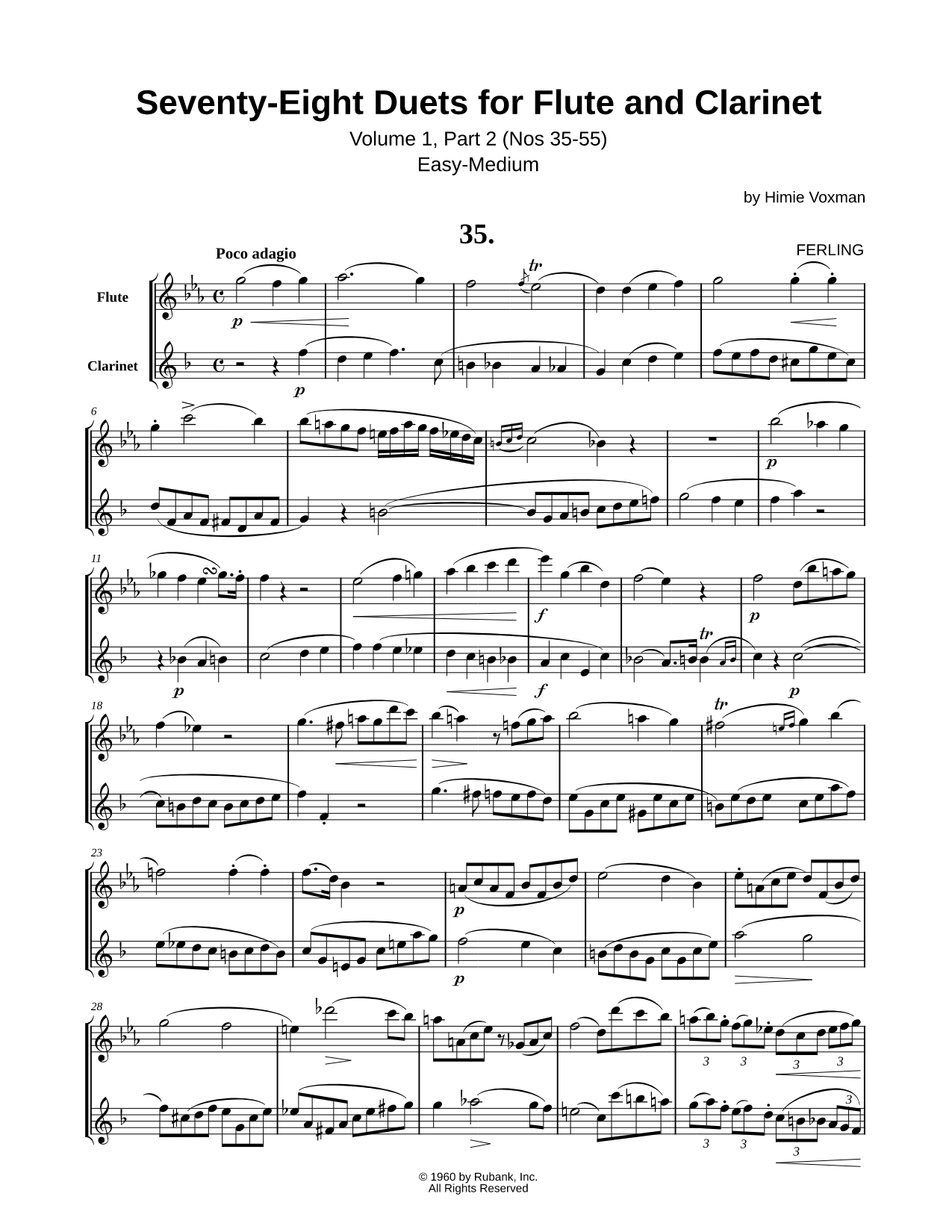 Seventy-Eight Duets Volume 1, Part 2 (35-55) - Flute & Clarinet