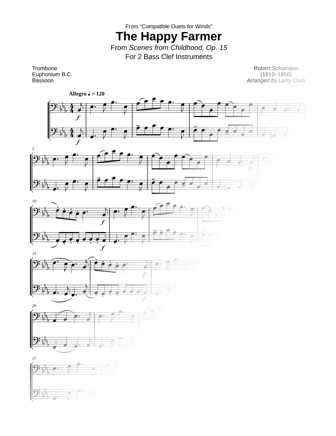 The Happy Farmer - Bass Clef Instrument Duet