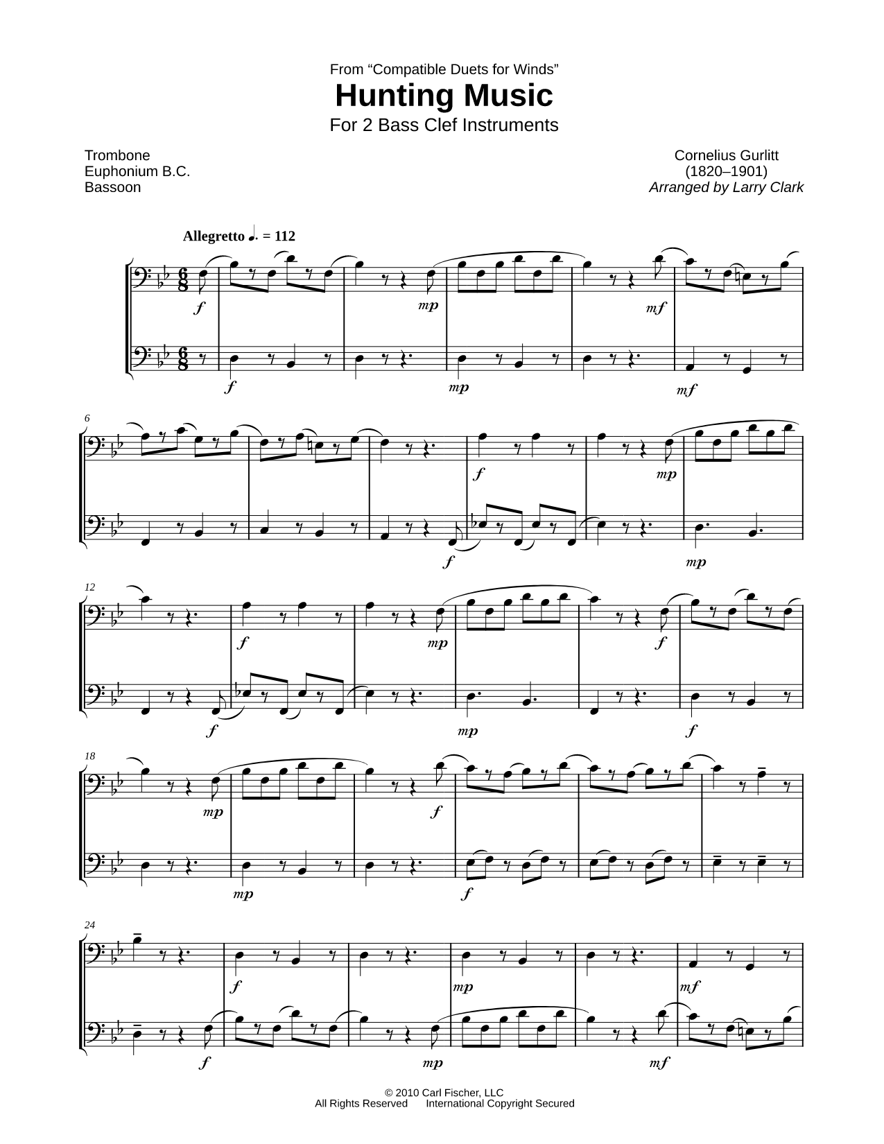 Hunting Music - Bass Clef Duet