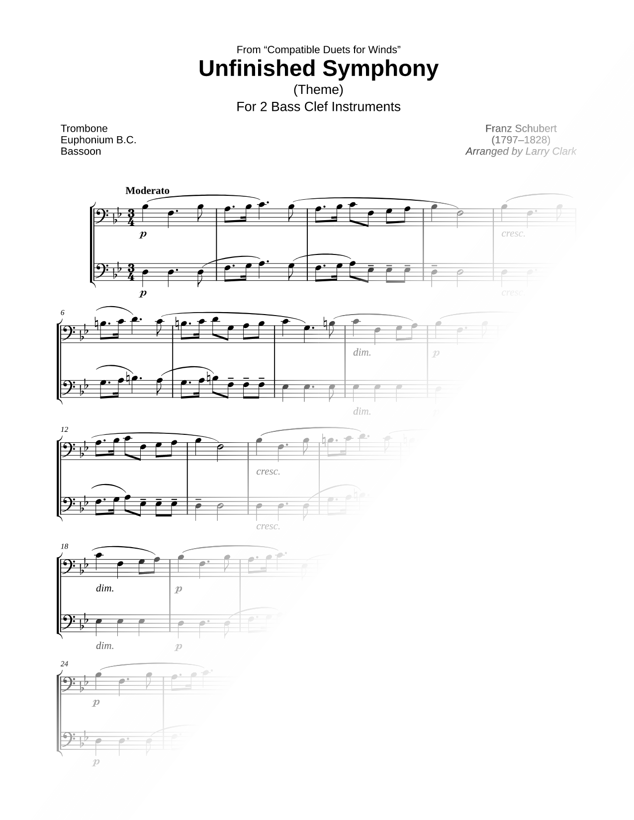 Unfinished Symphony (Theme) - Bass Clef Duet