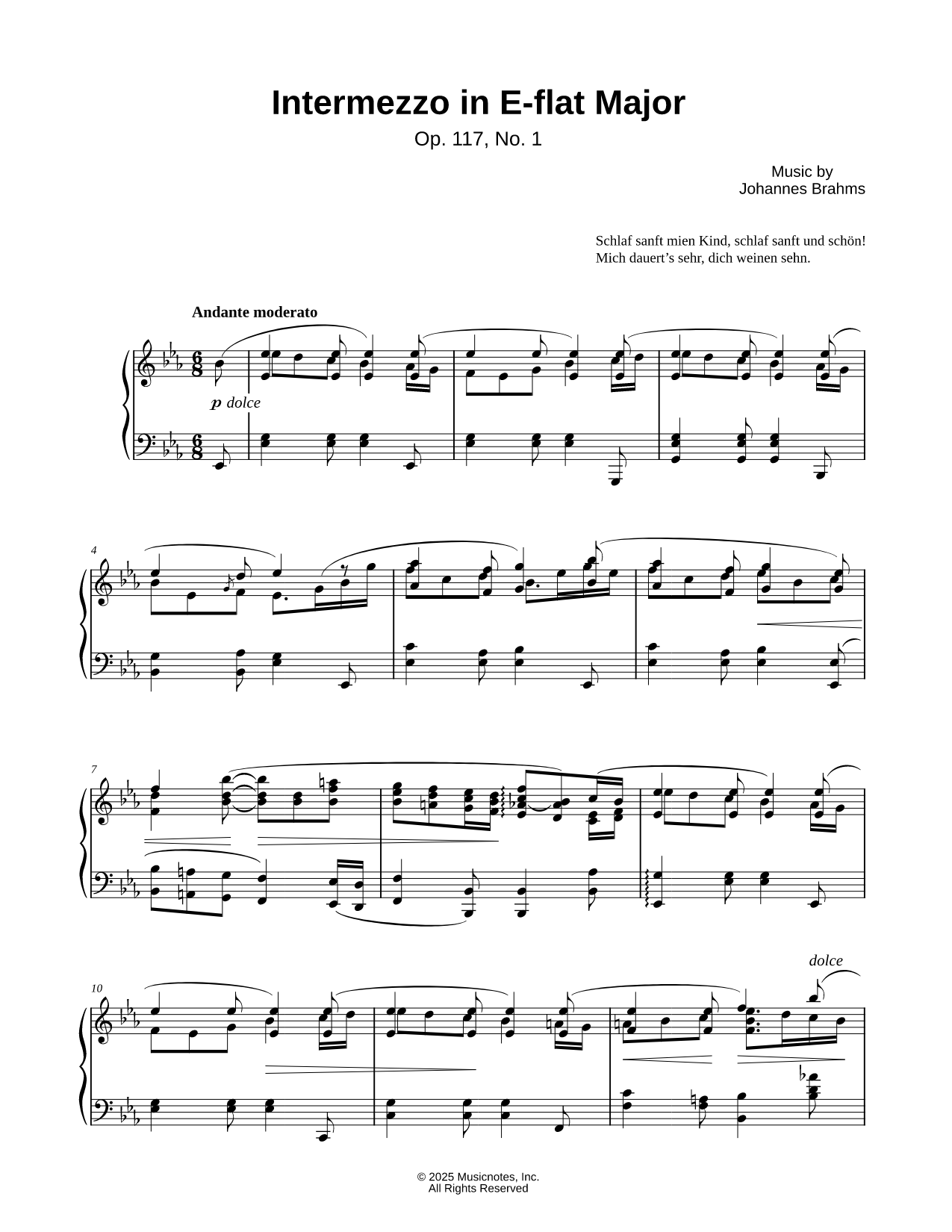 Intermezzo Op. 117, No. 1