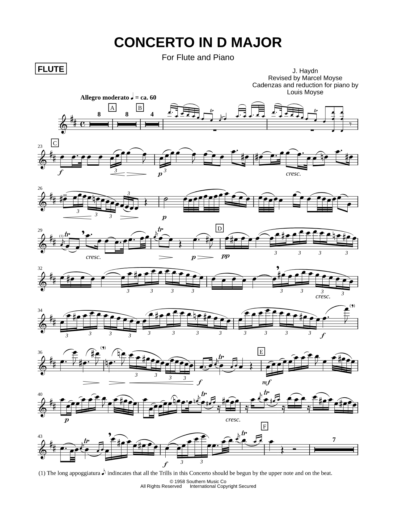 Concerto in D Major - Flute Part