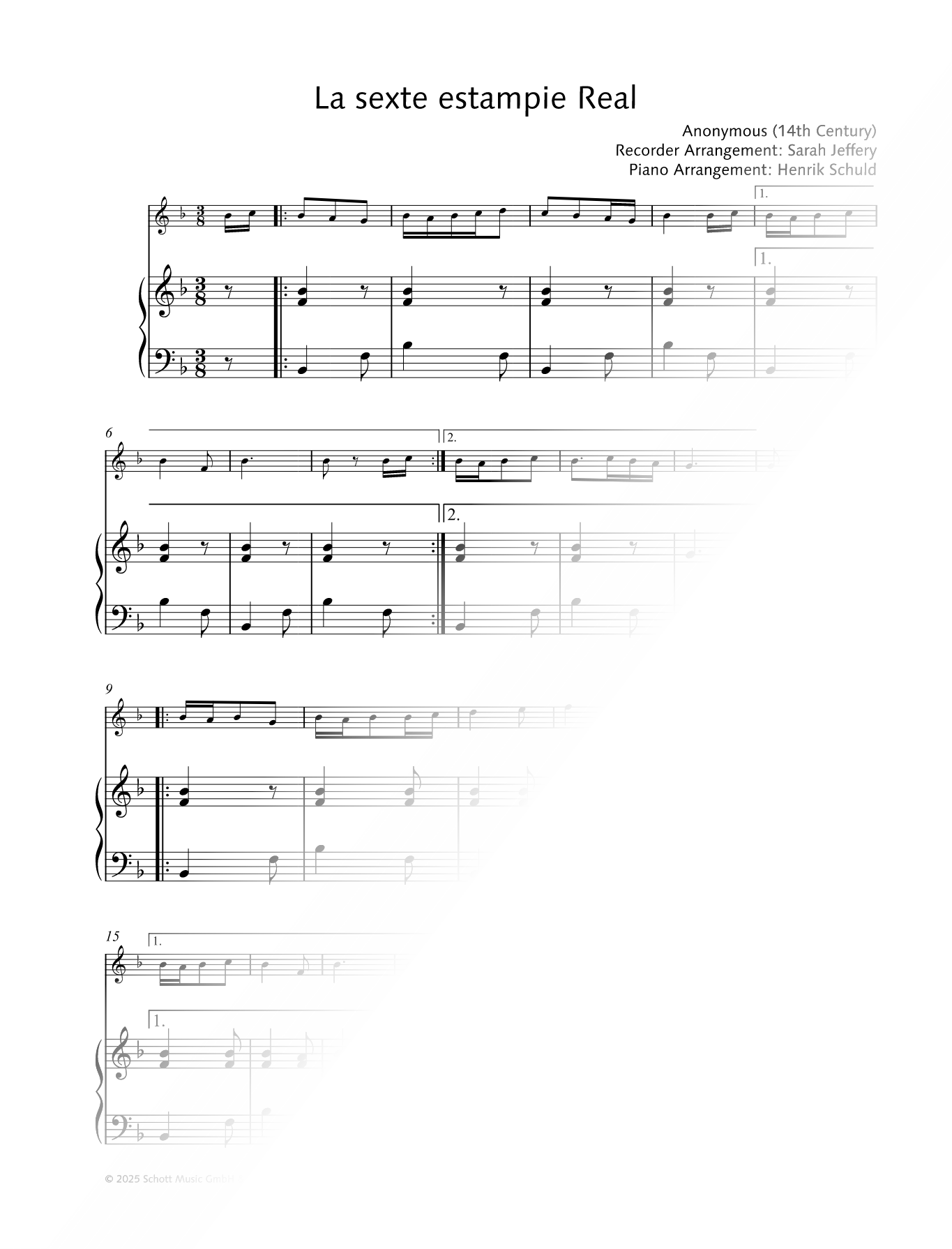 La sexte estampie Real - Recorder & Piano
