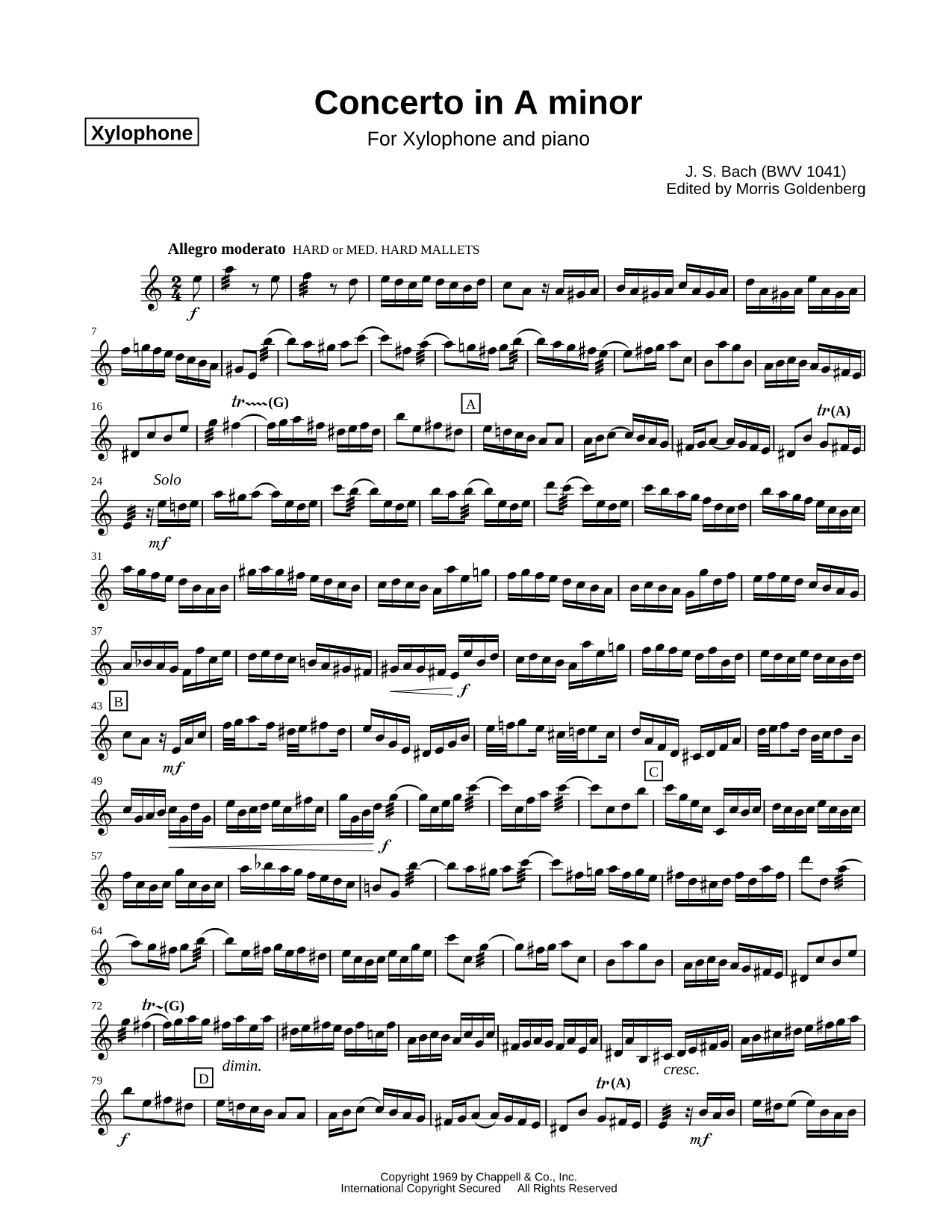 Concerto in A Minor - Xylophone part