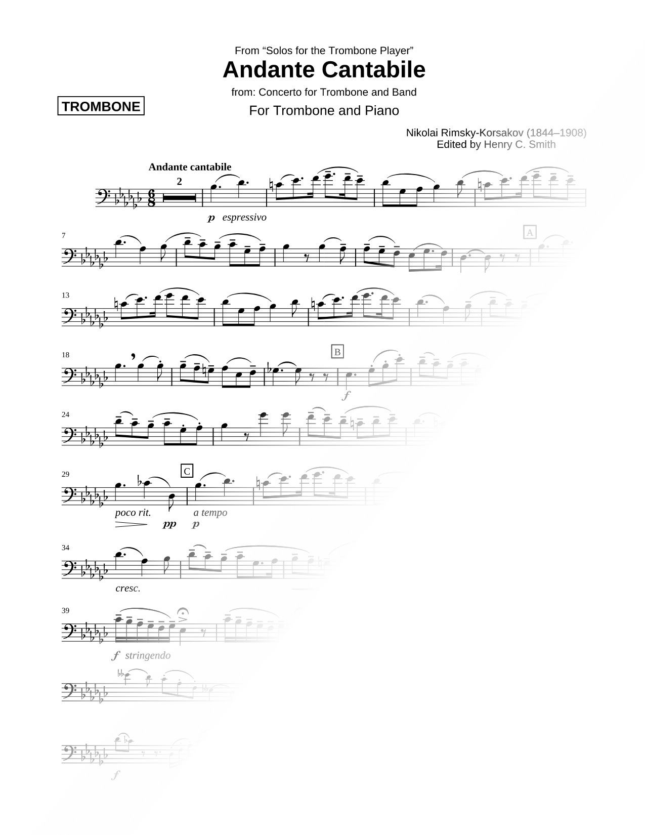 Andante Cantabile - Trombone part