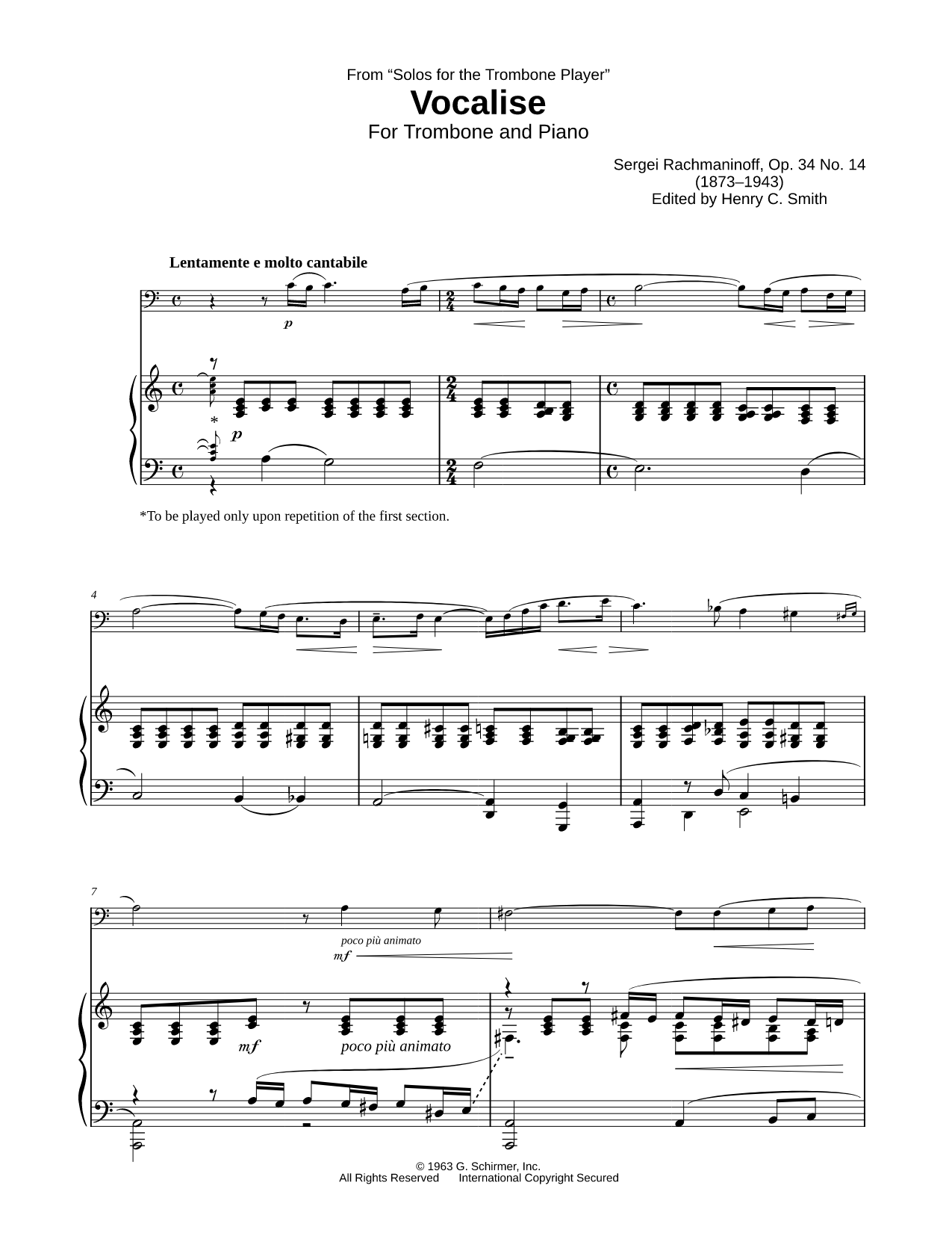 Vocalise, Op. 34, No. 14 - Piano Accompaniment
