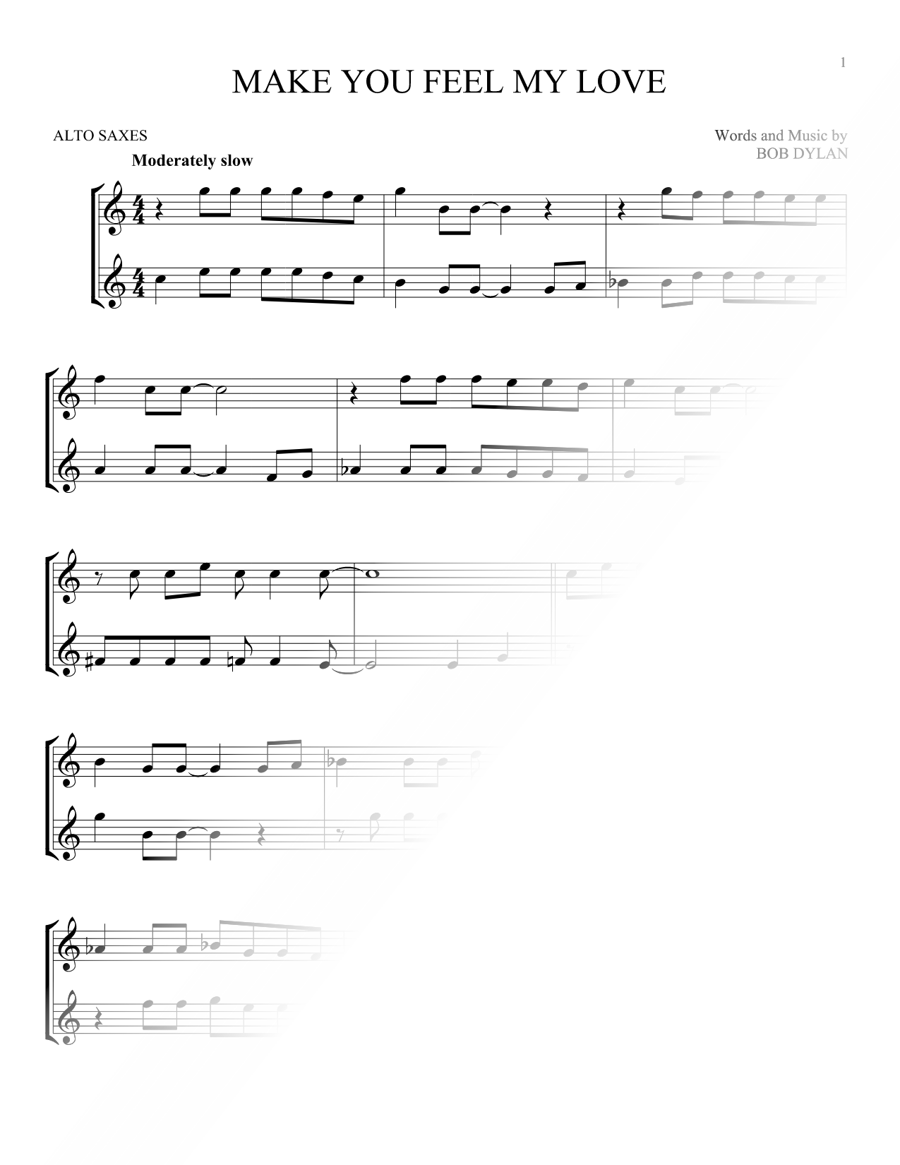 Make You Feel My Love - Alto Saxophone Duet