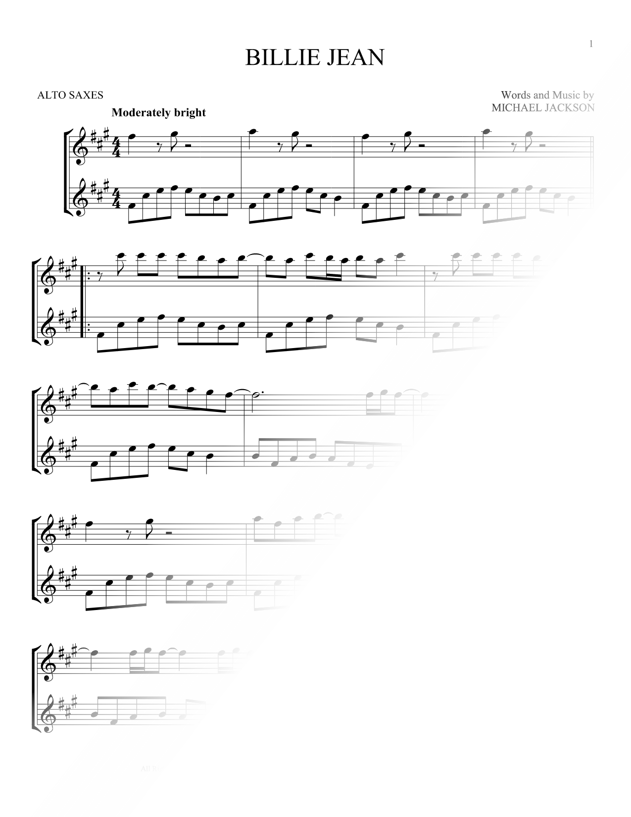 Billie Jean - Alto Saxophone Duet