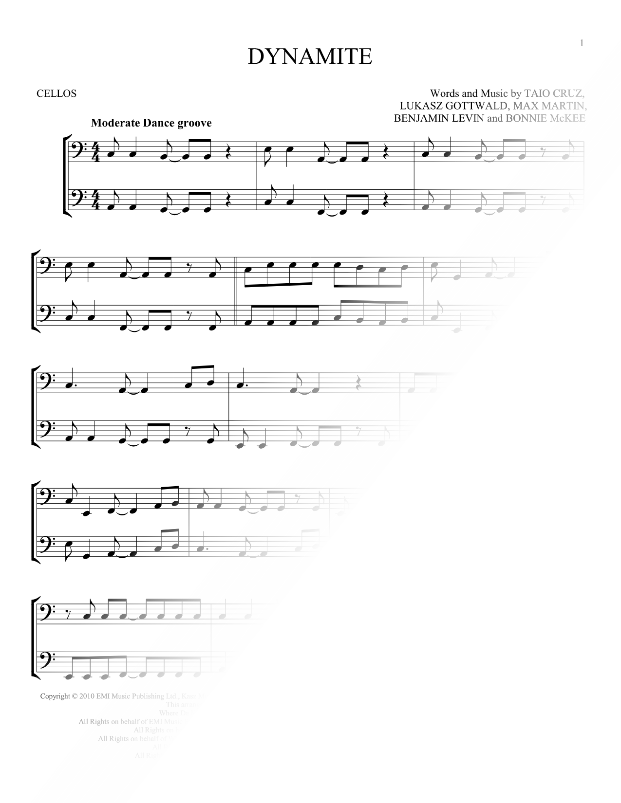 Dynamite - Cello Duet