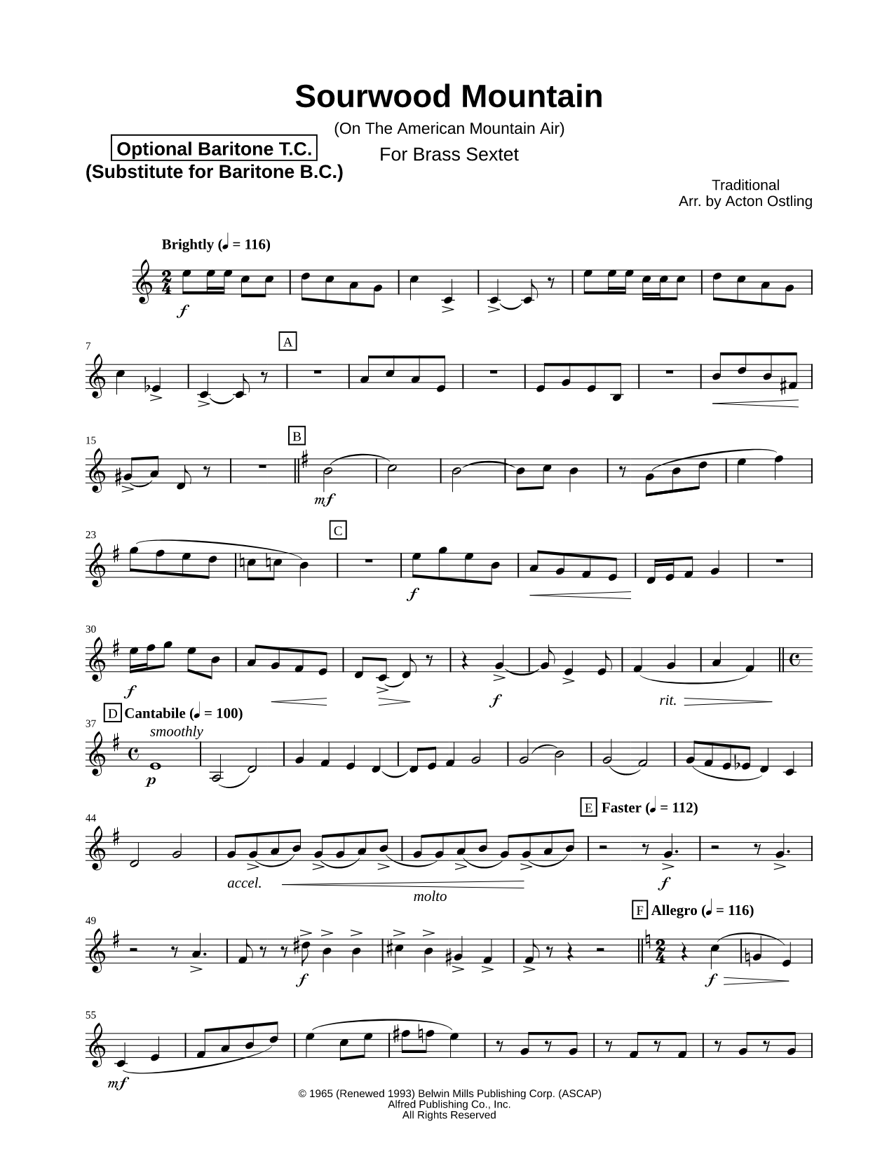 Sourwood Mountain - Baritone T.C.