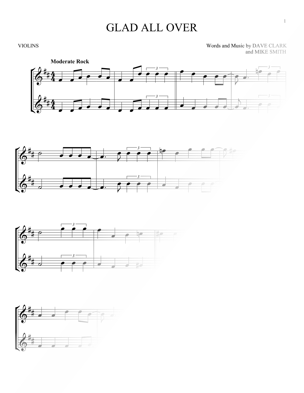 Glad All Over - Violin Duet