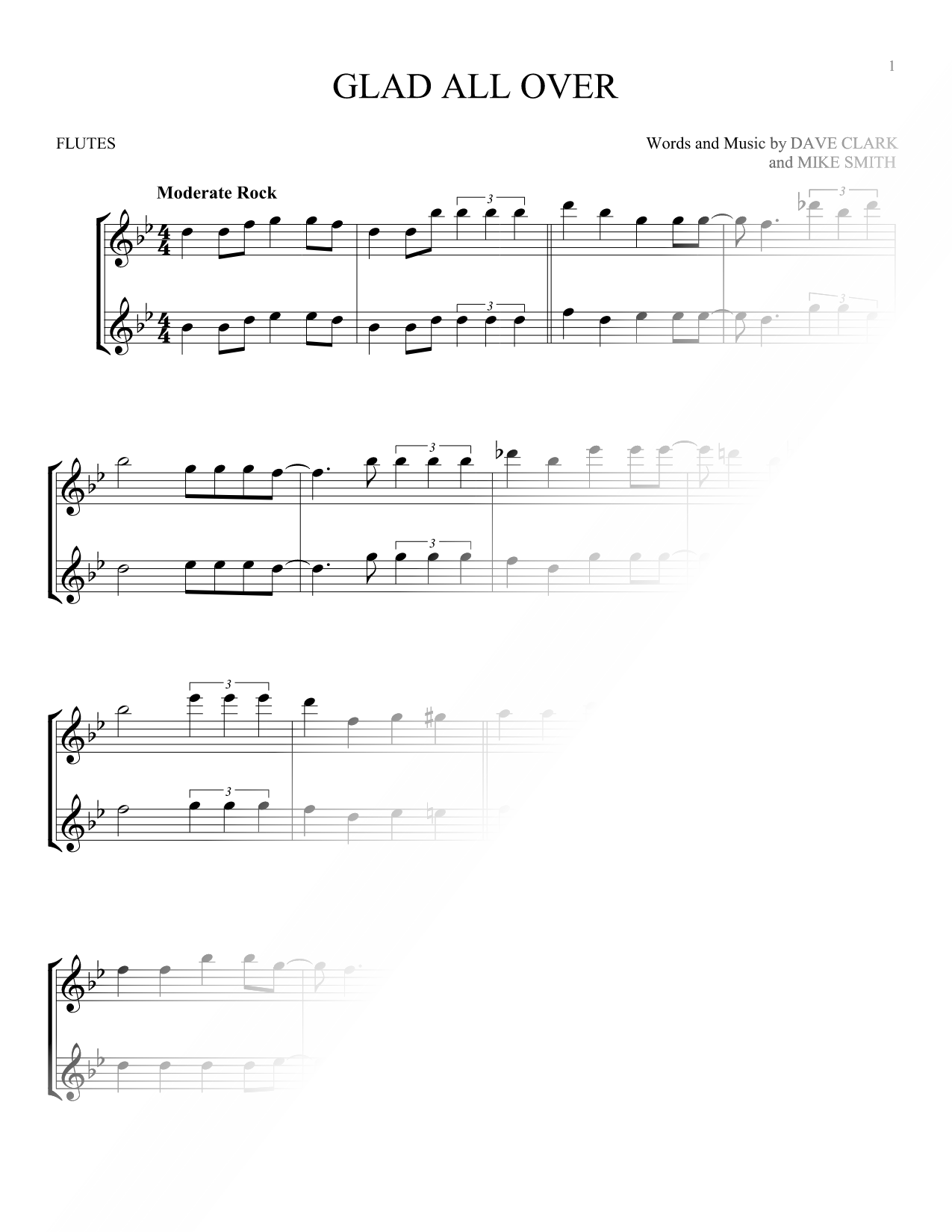 Glad All Over - Flute Duet
