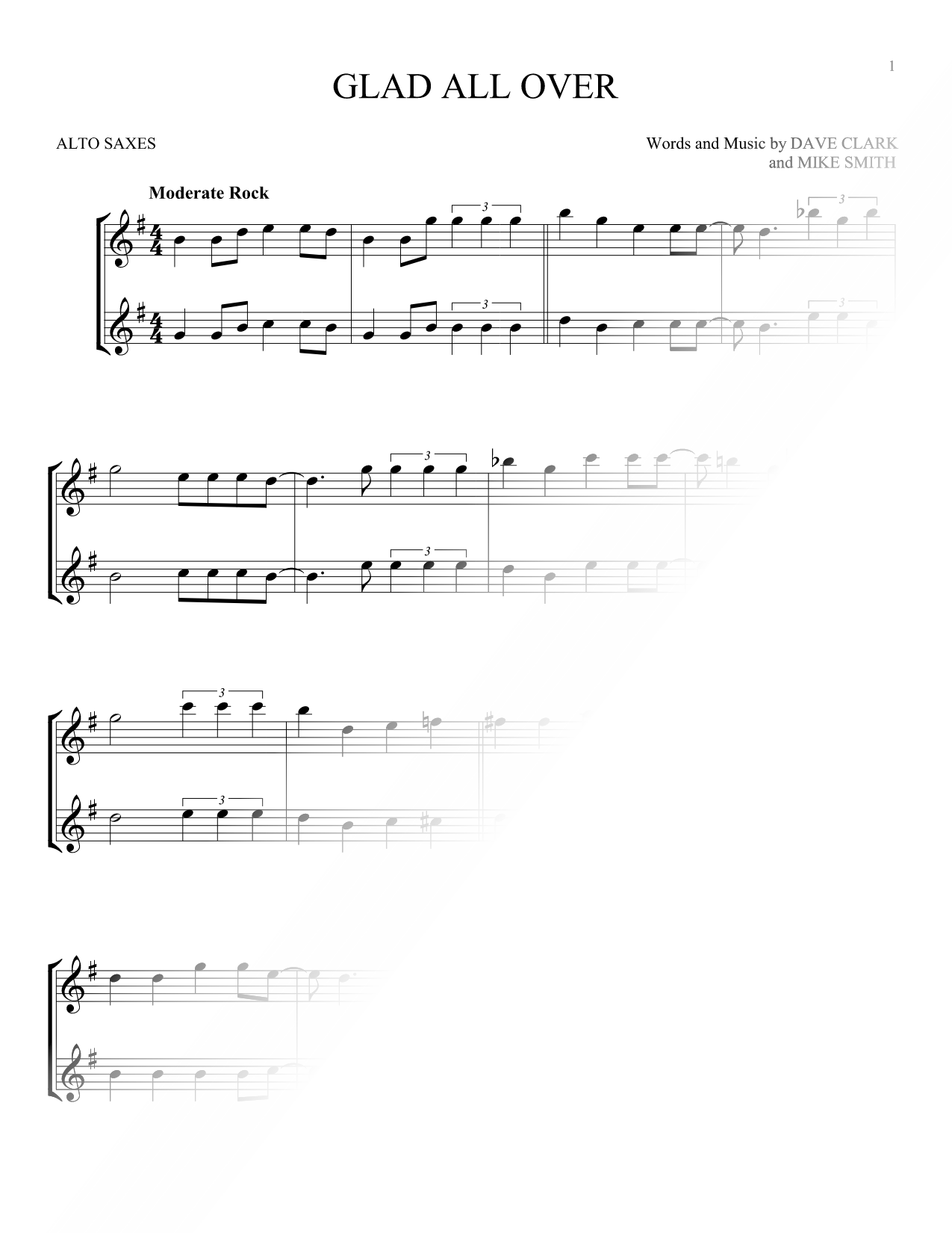 Glad All Over - Alto Saxophone Duet
