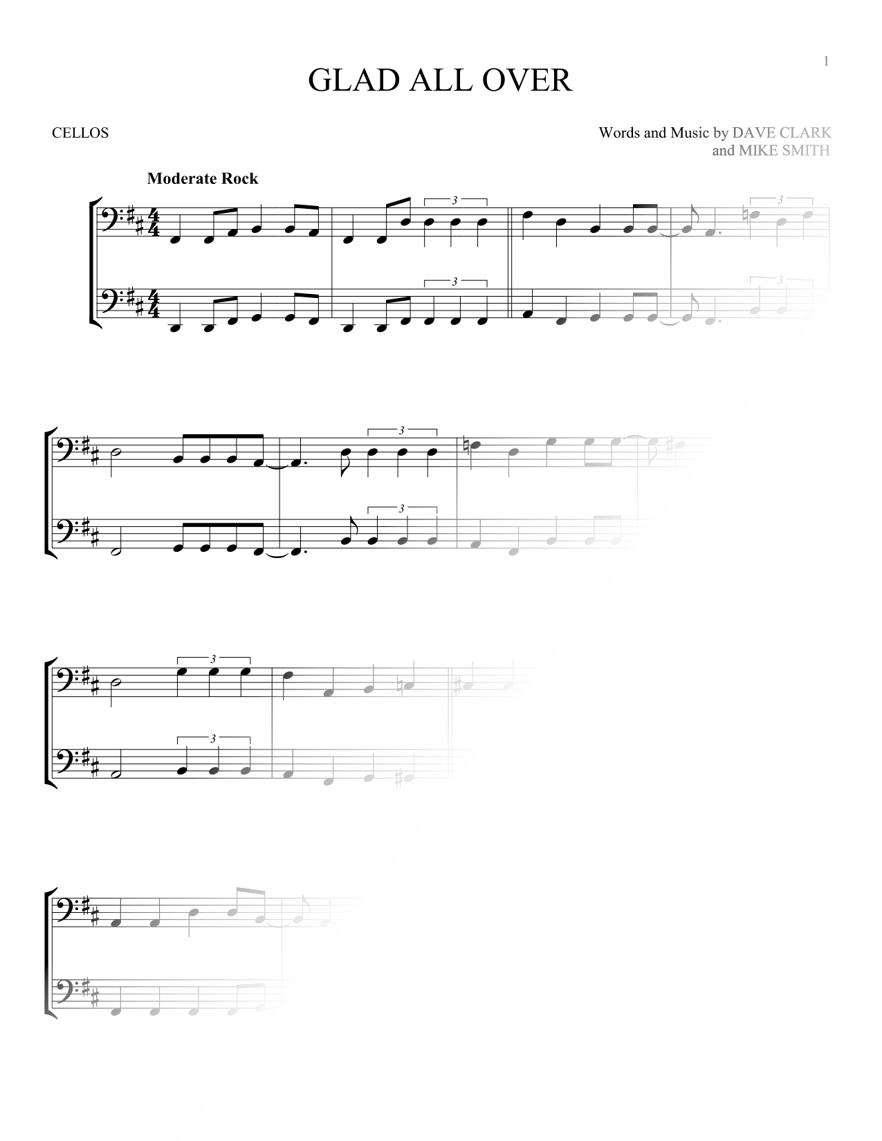 Glad All Over - Cello Duet