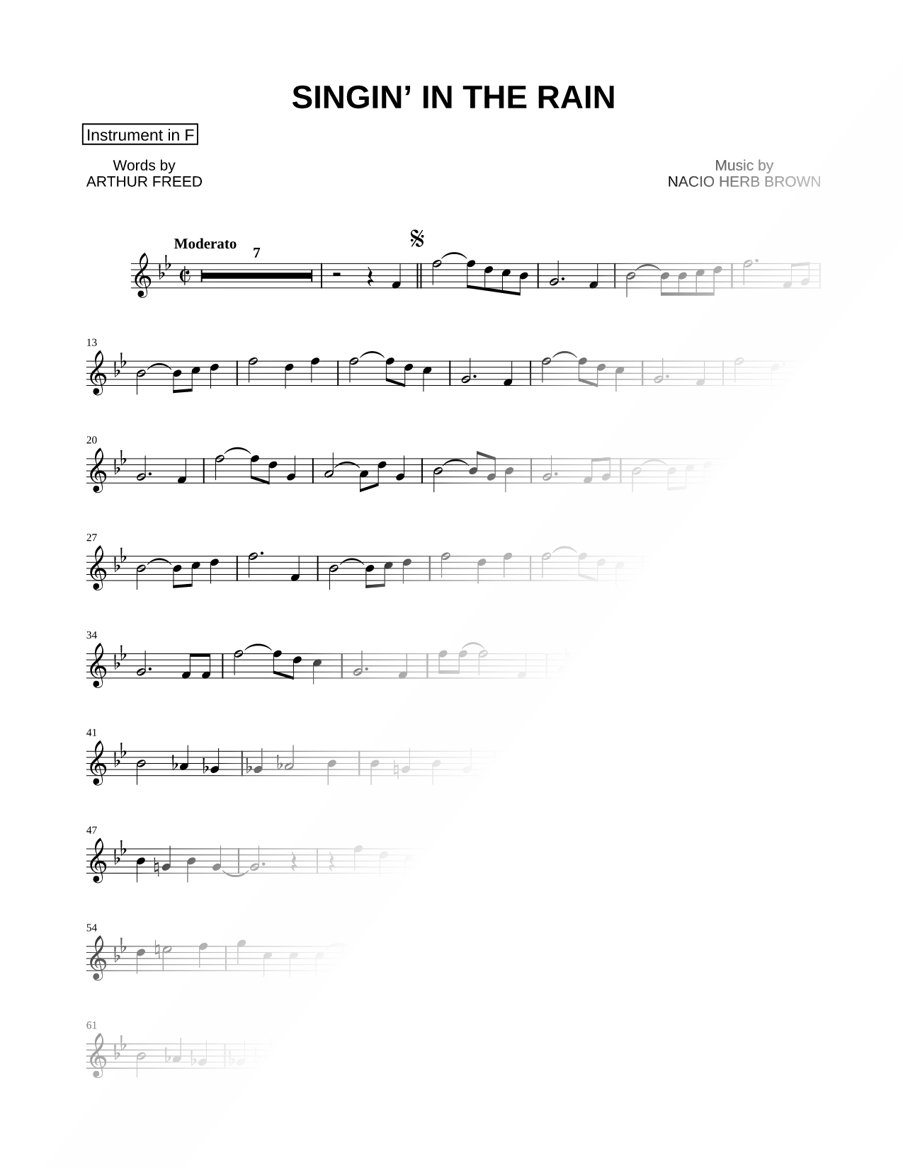 Singin' in the Rain - F Instrument