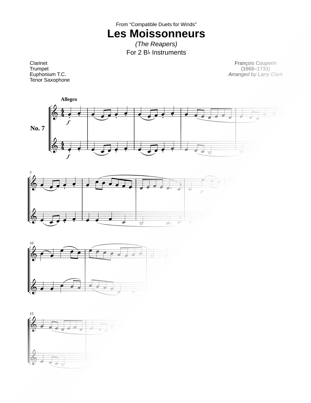 Rondeau: Les Moissonneurs - Bb Instrument Duet
