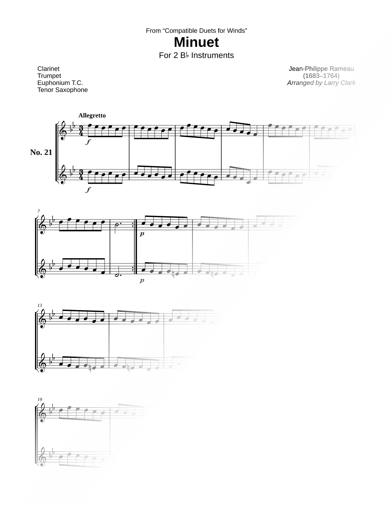 Minuet (Rondino) - Bb Instrument Duet