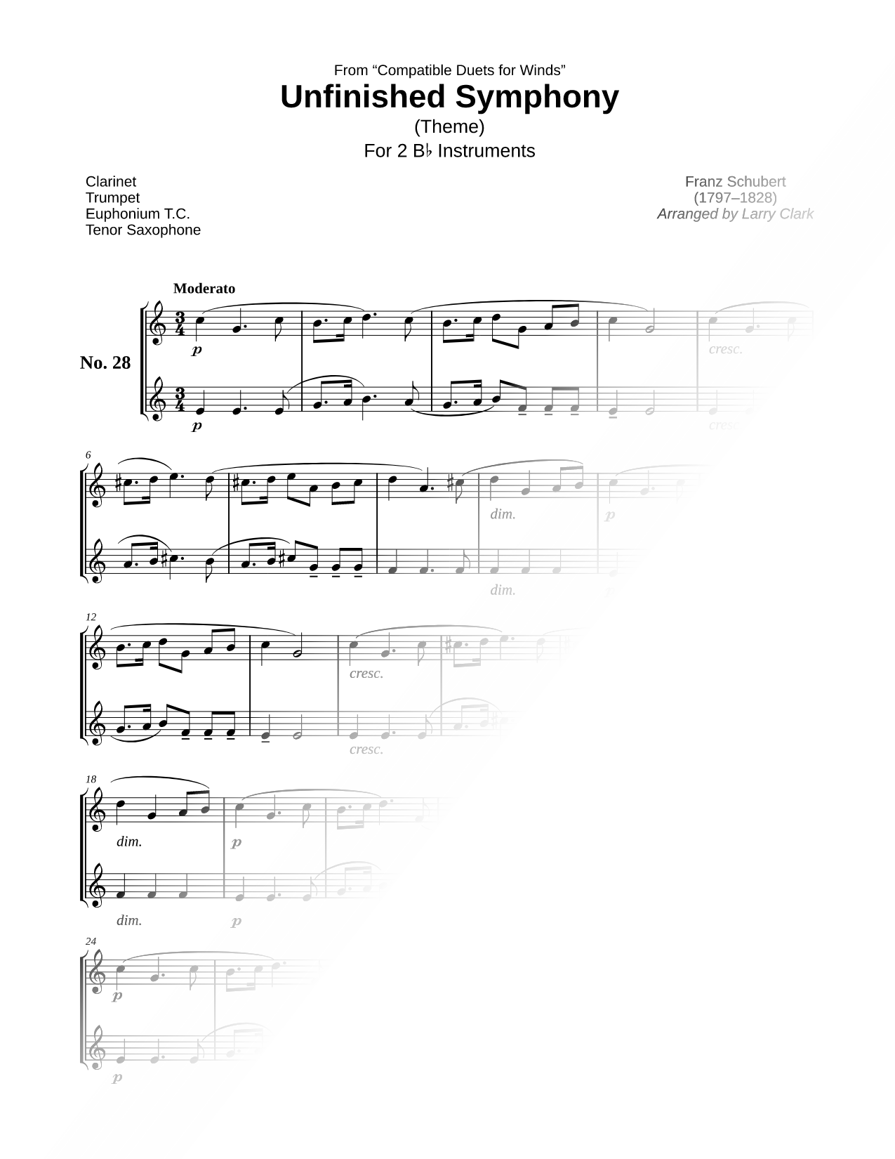 Unfinished Symphony (Theme) - Bb Instrument Duet