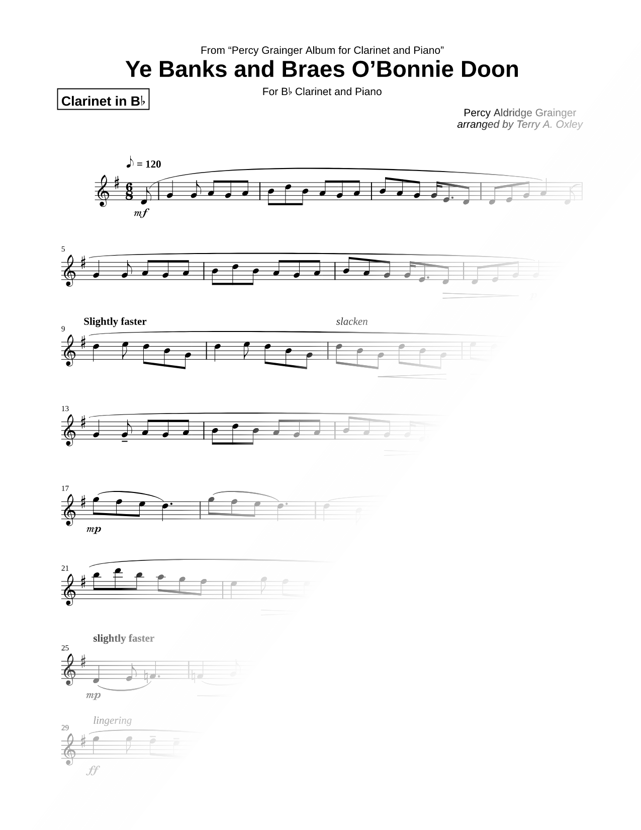 Ye Banks and Braes O'Bonnie Doon - Clarinet part