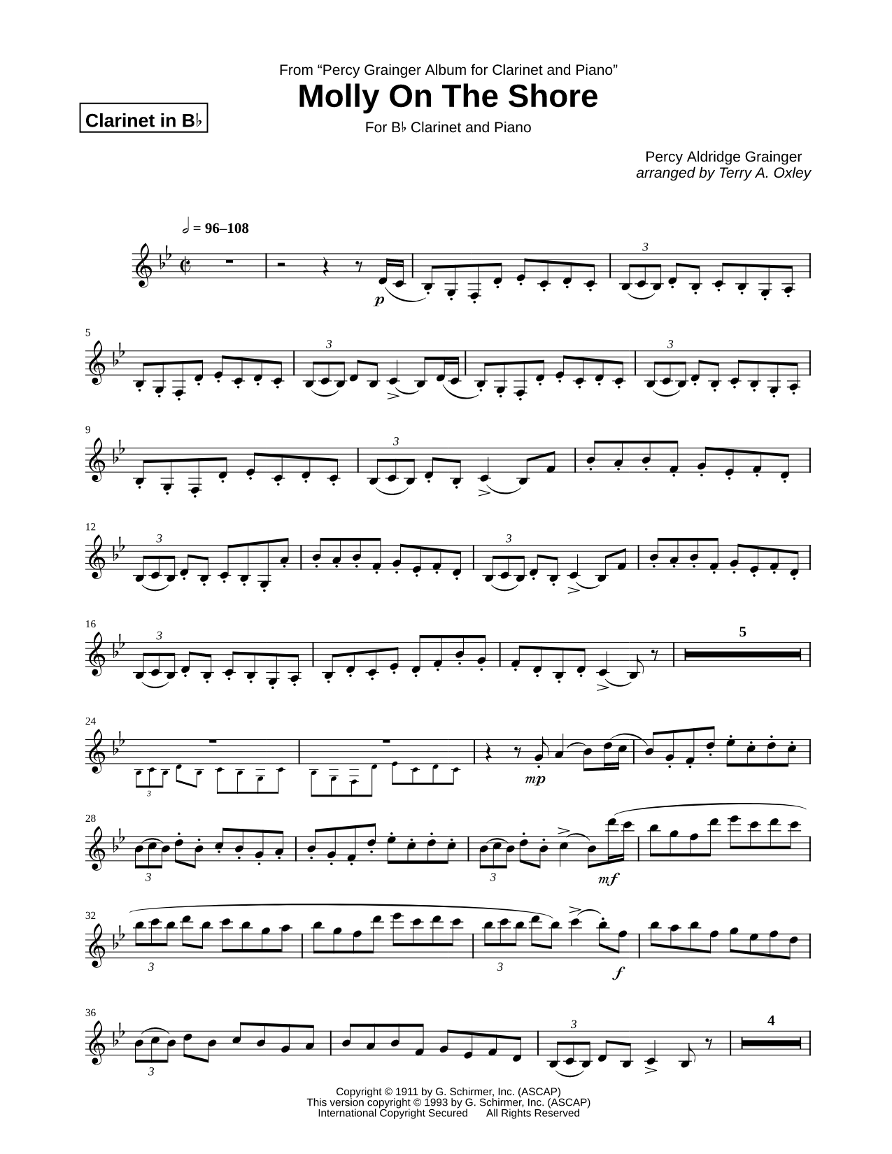 Molly on the Shore - Clarinet part