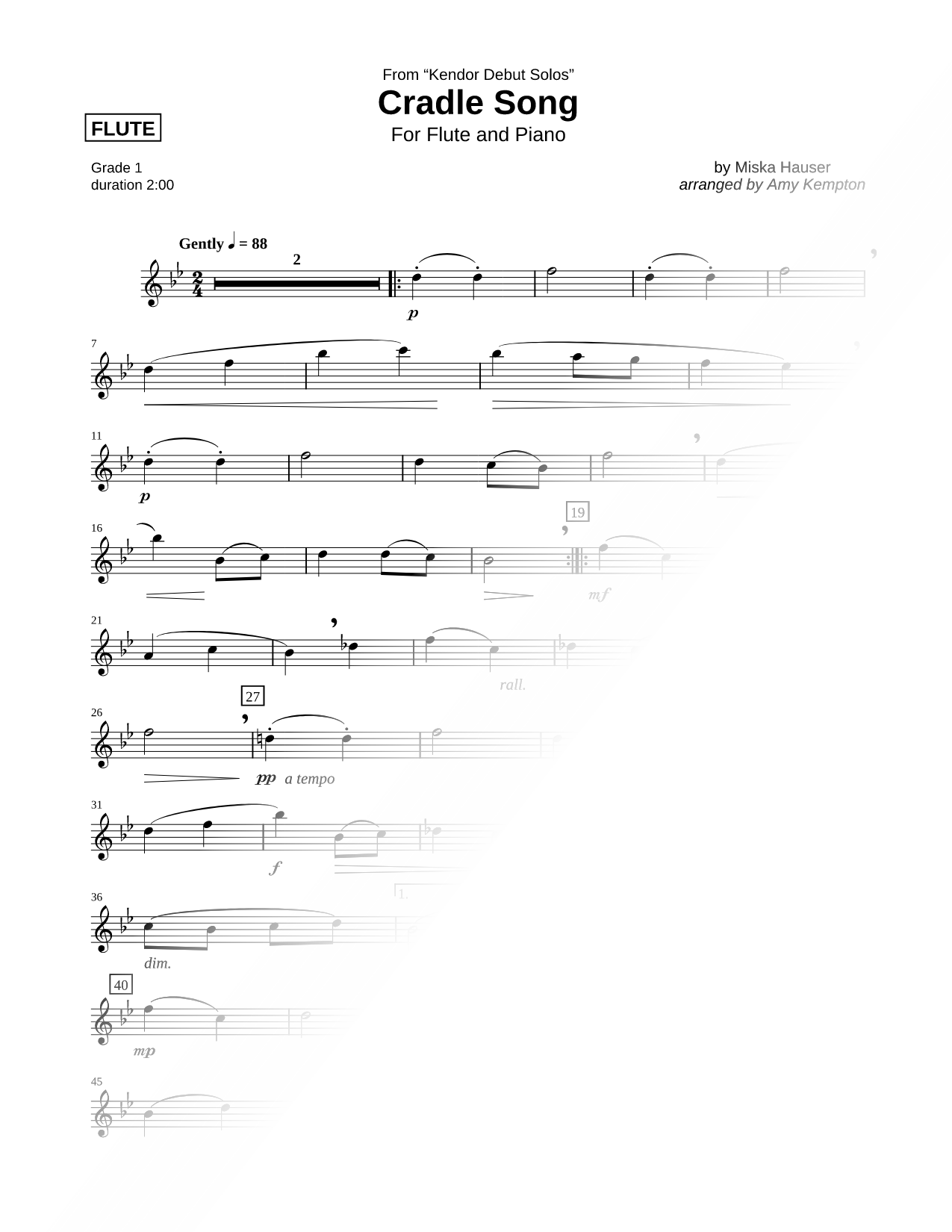 Cradle Song - Flute part