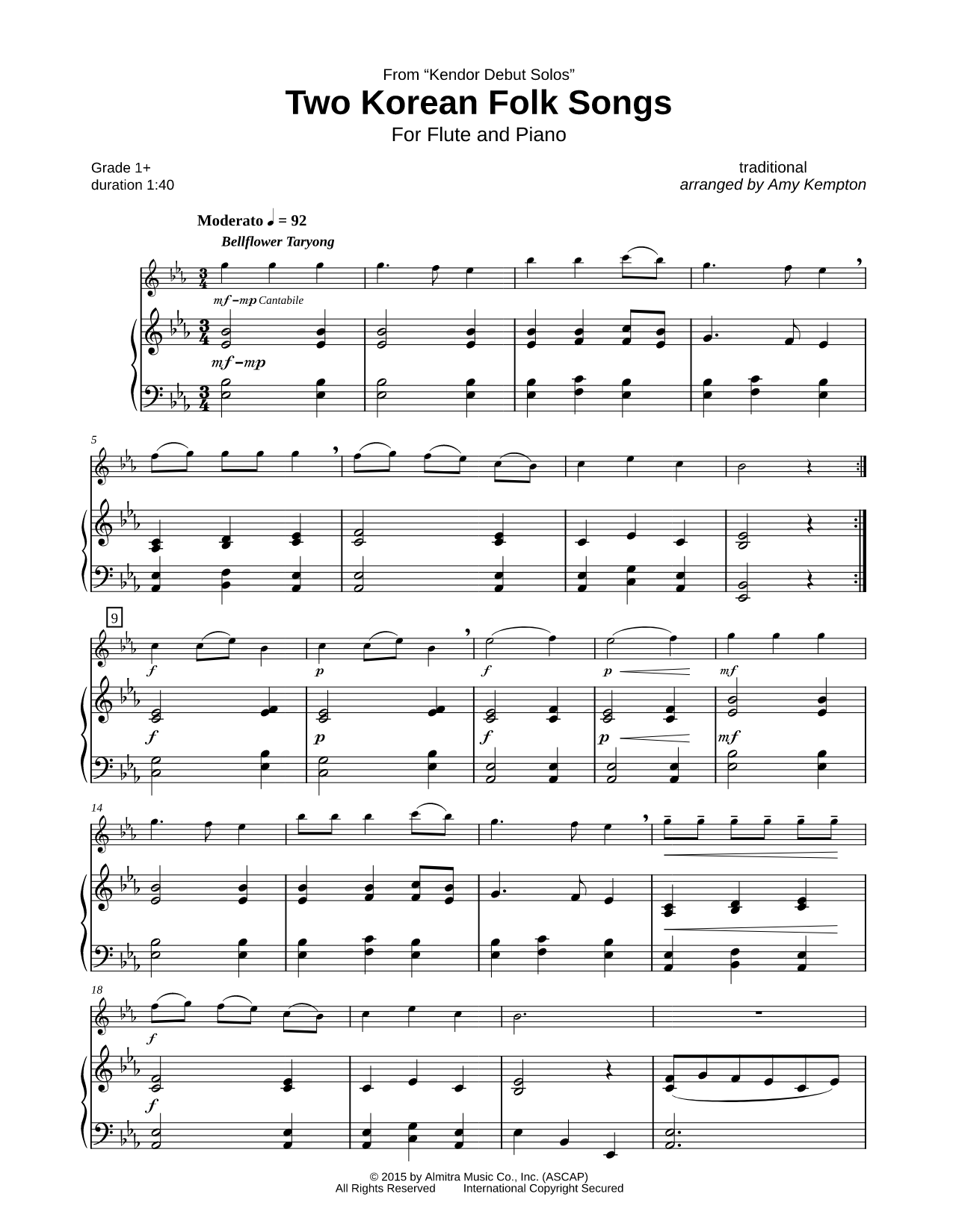 Two Korean Folk Songs - Piano Accompaniment