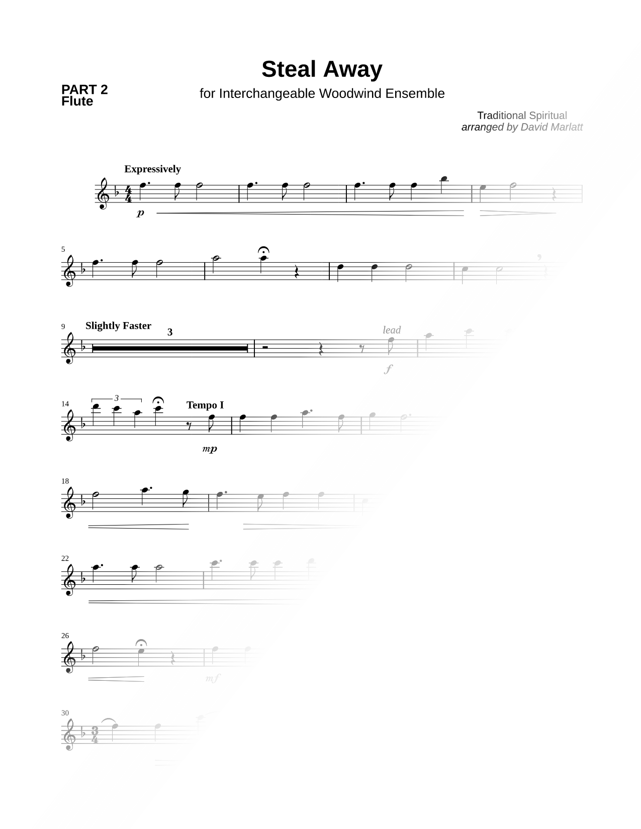 Steal Away - Flute 2 Sheet Music — Flute Part