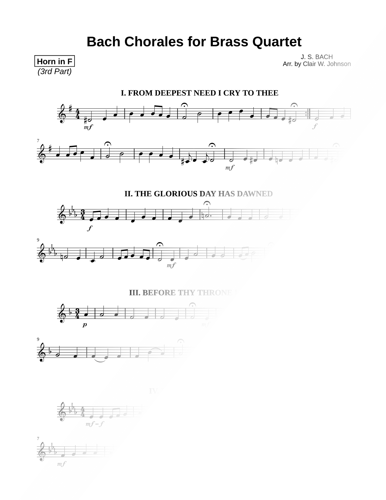 Bach Chorales for Brass Quartet - French Horn