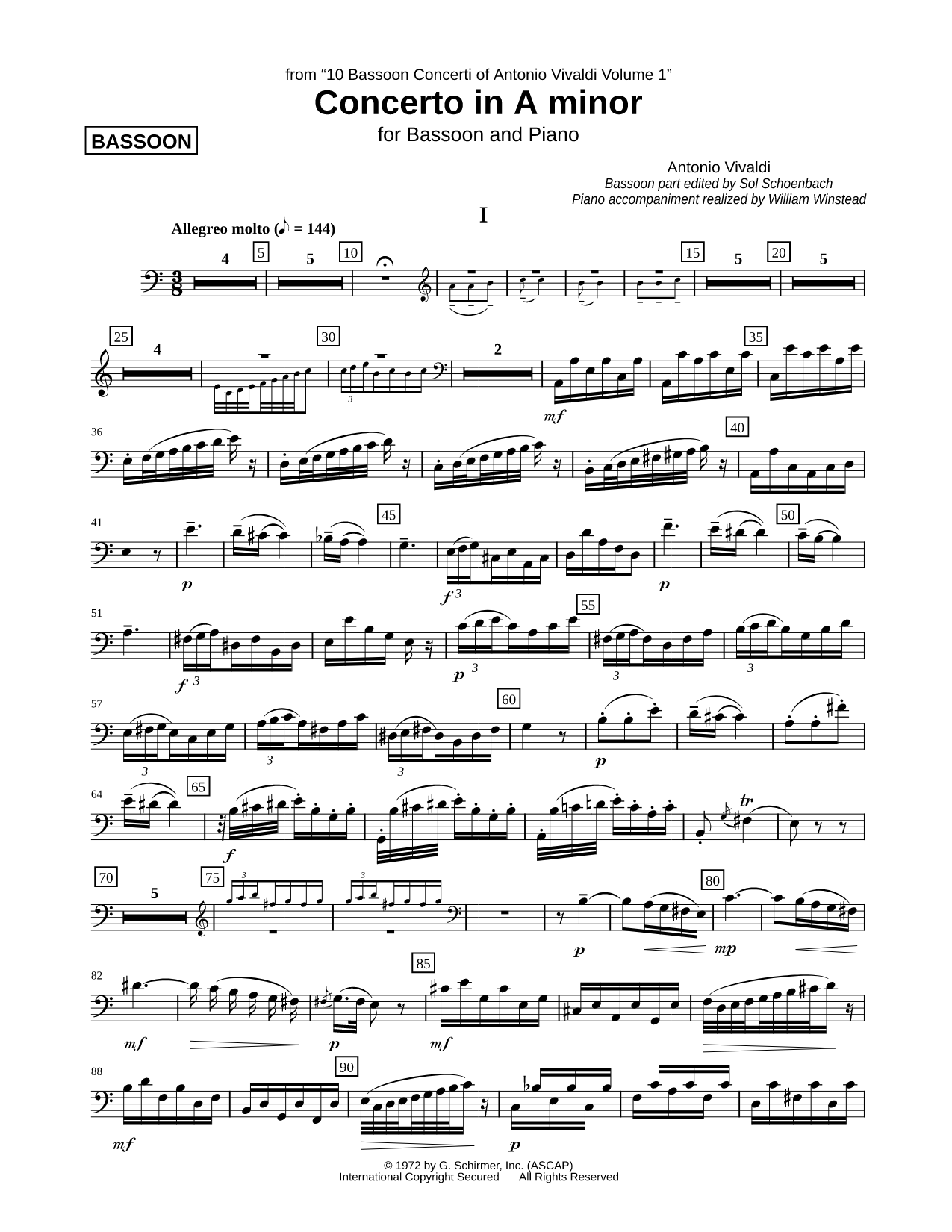 Concerto in A Minor - Bassoon part