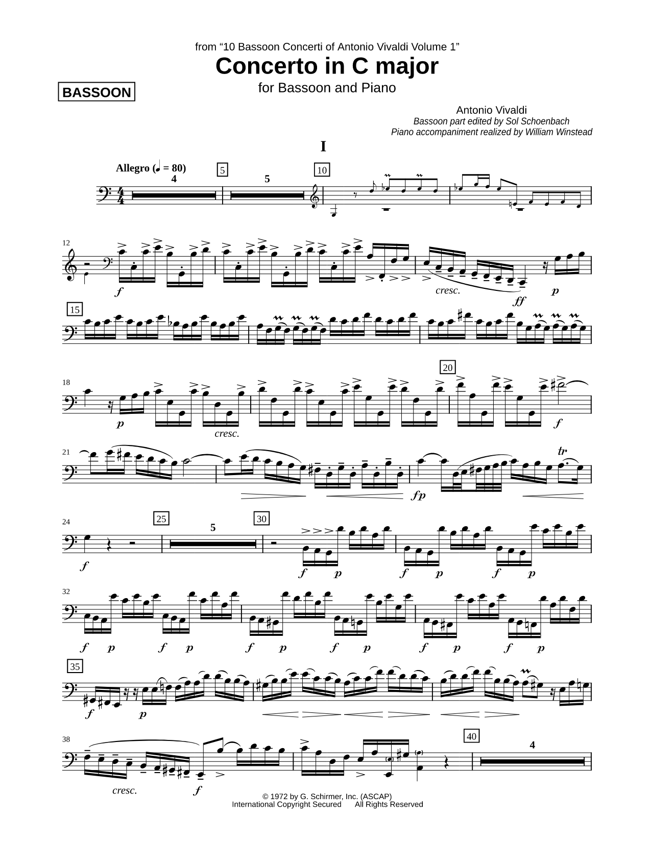 Concerto In C Major - Bassoon part
