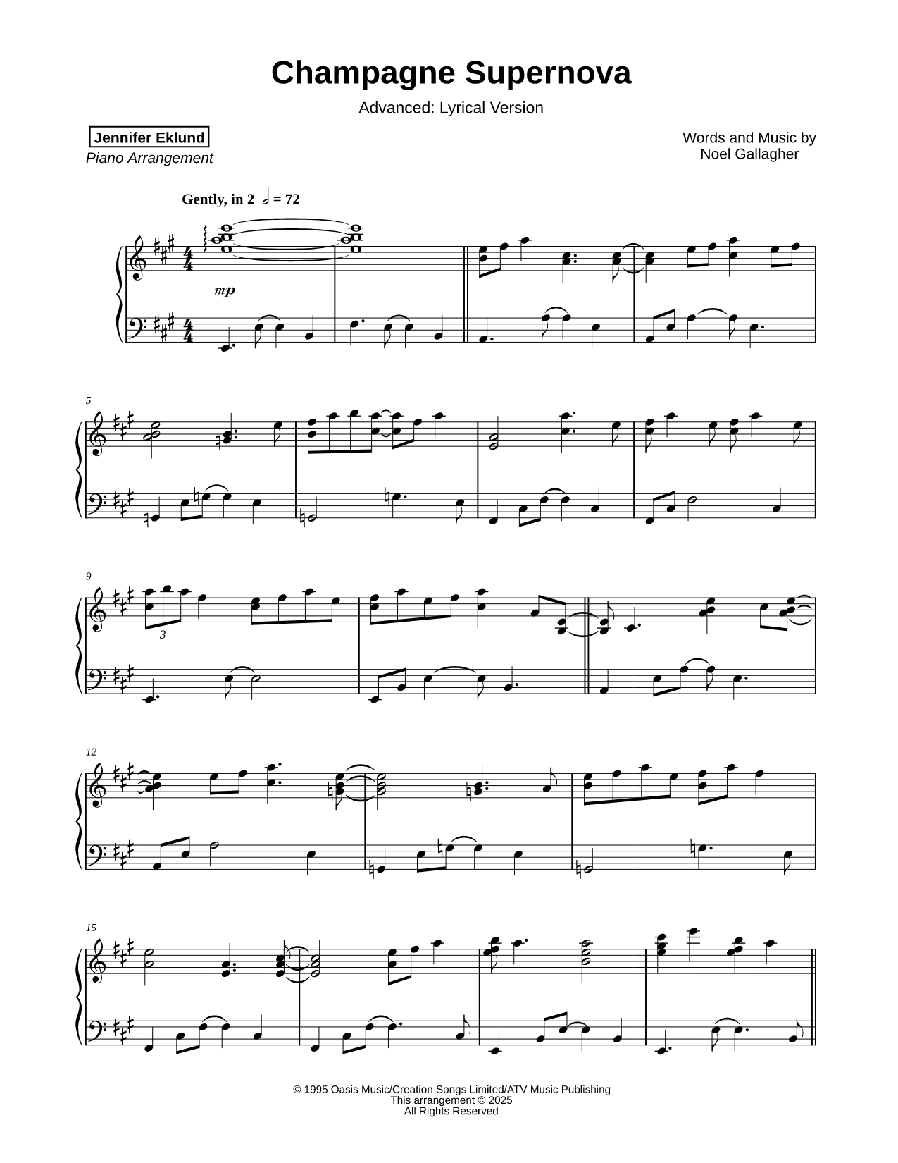 Champagne Supernova [advanced - lyrical]