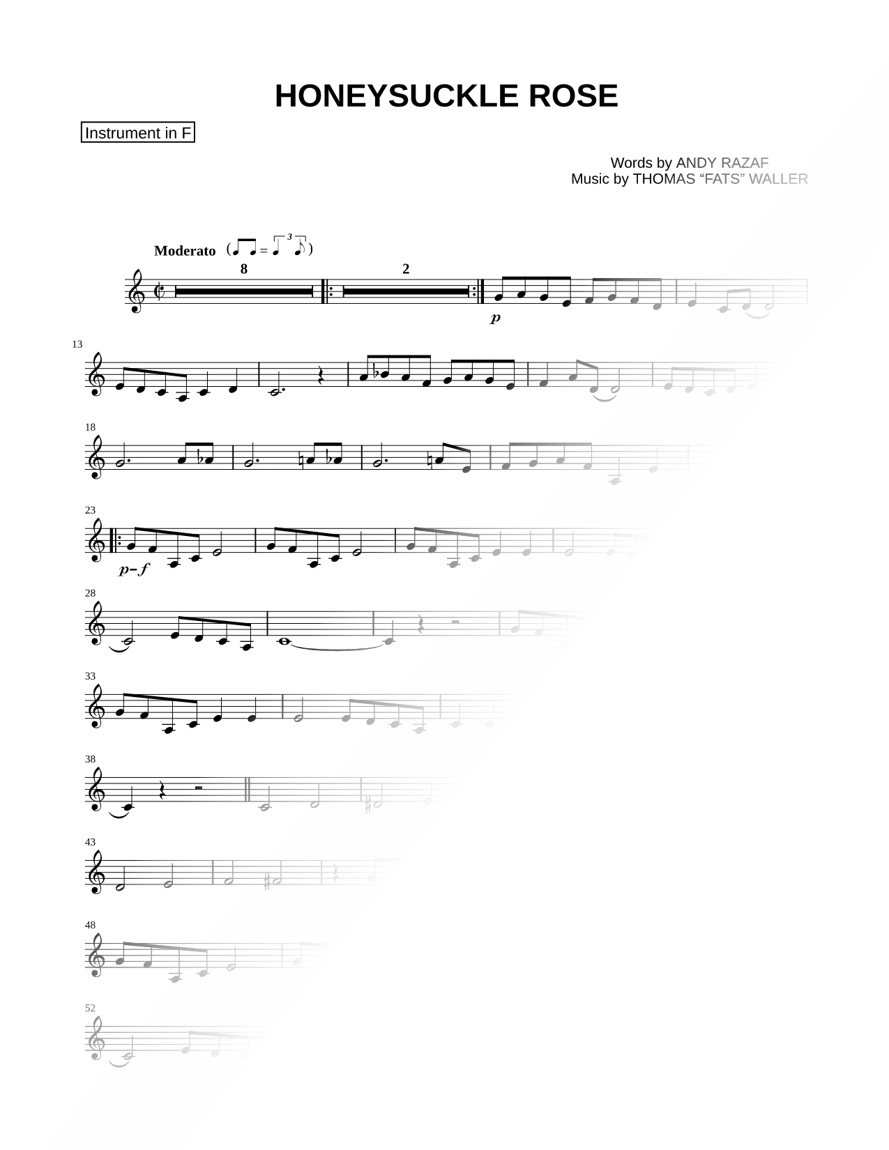 Honeysuckle Rose - F Instrument