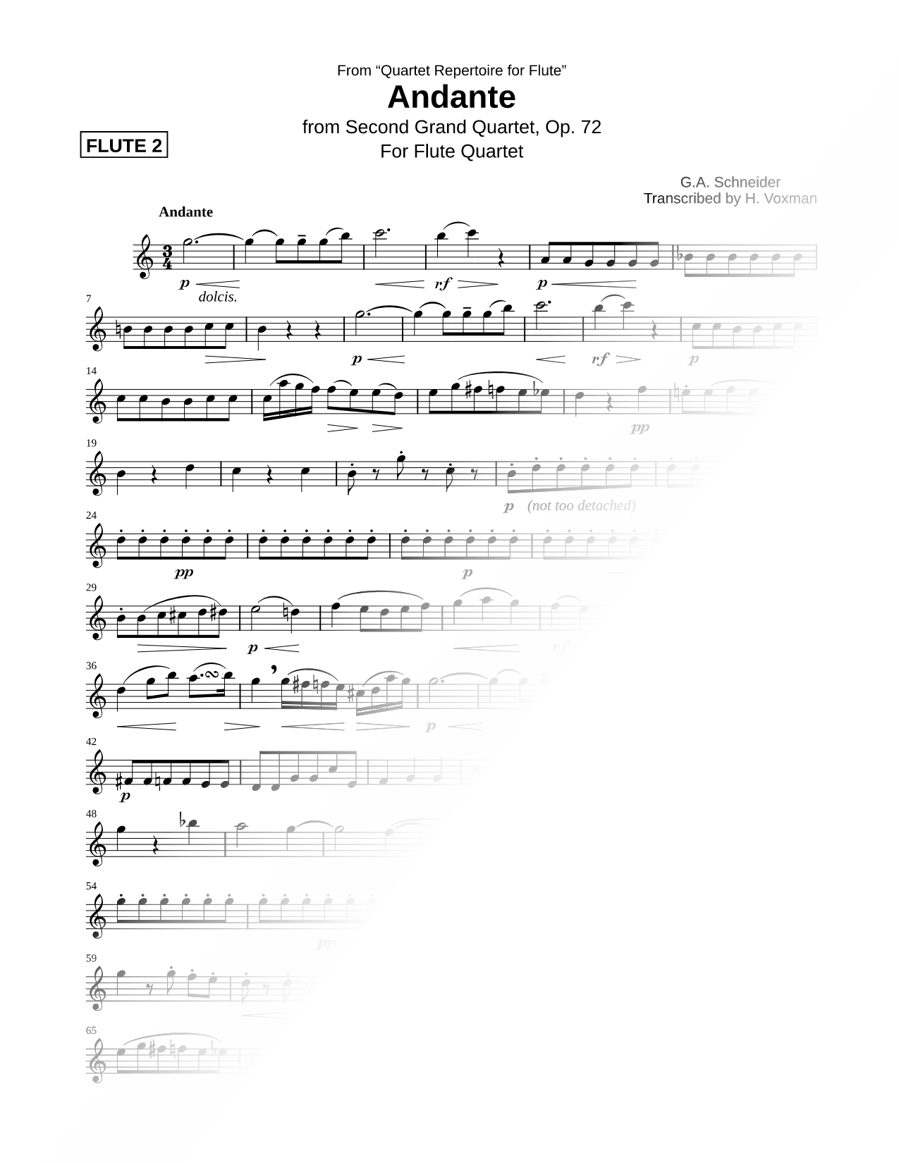 Andante from Second Grand Quartet, Opus 72 - Flute 2
