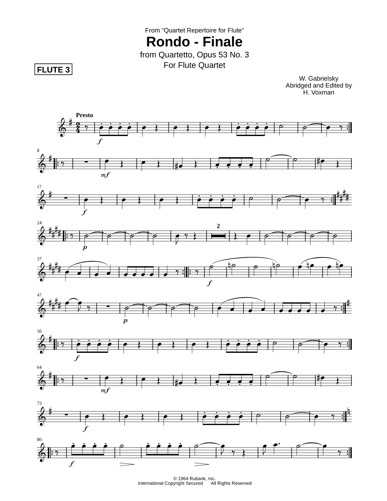 Rondo - Finale, from Quartetto, Opus 53 No. 3 - Flute 3