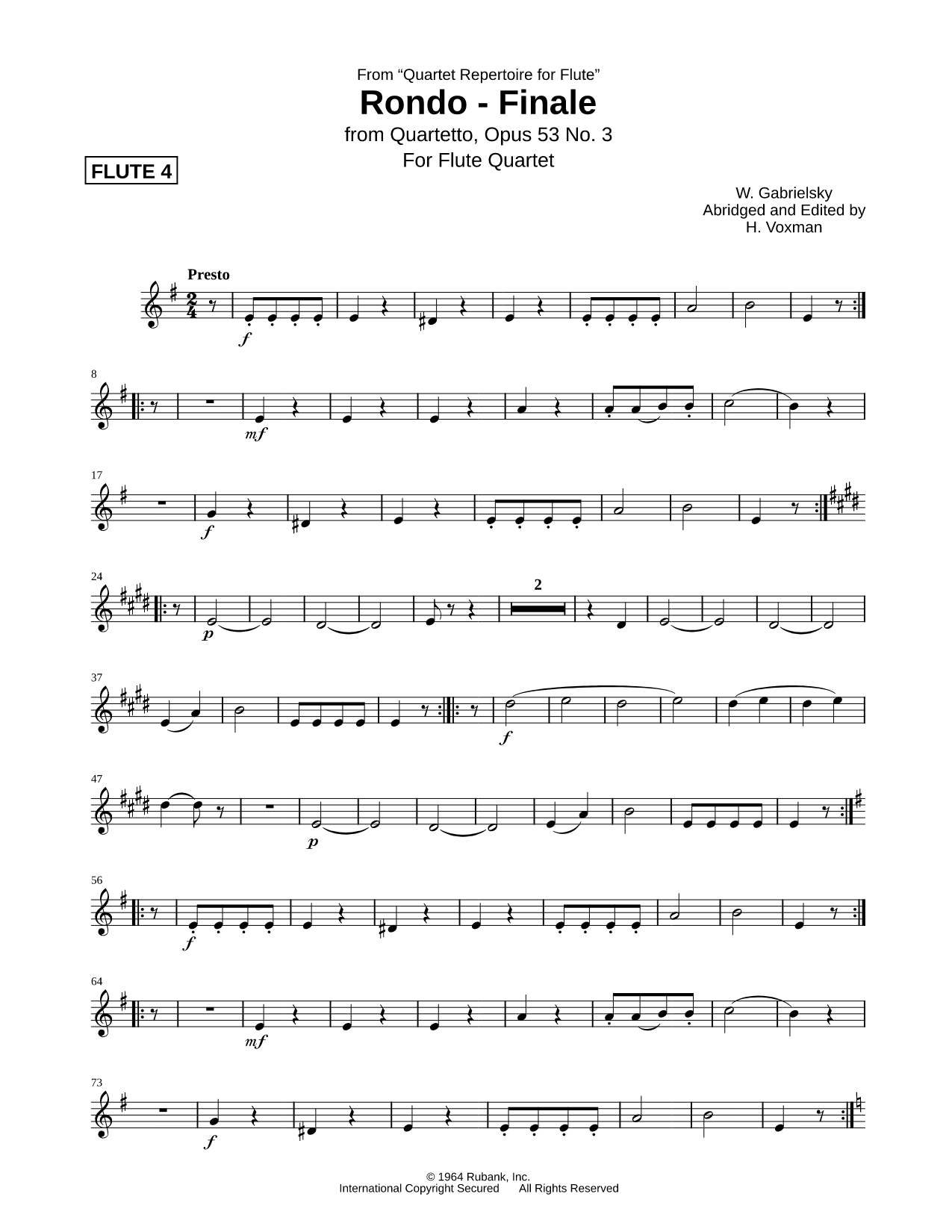 Rondo - Finale, from Quartetto, Opus 53 No. 3 - Flute 4